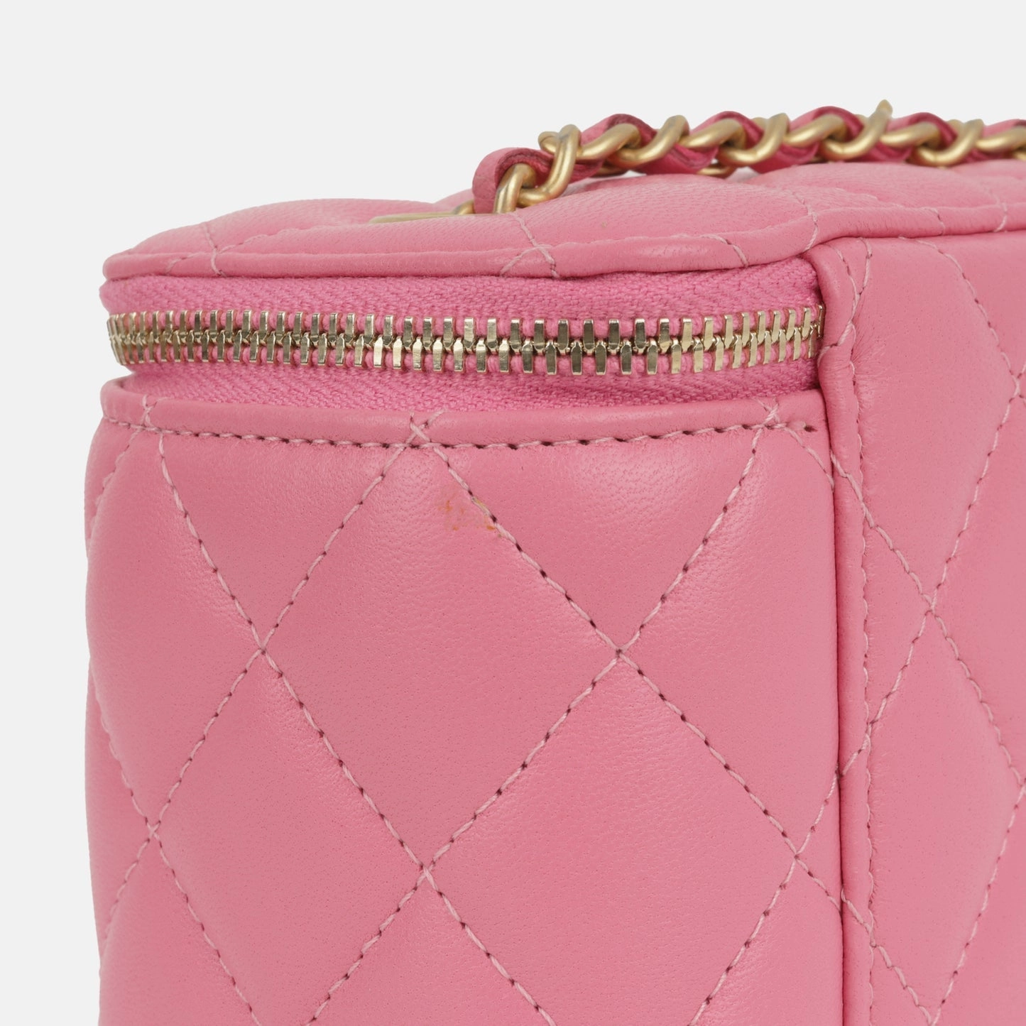 Chanel - Mini Vanity on Pearl Chain - Fuschia Pink Lambskin AGHW - Pre-loved - 2019