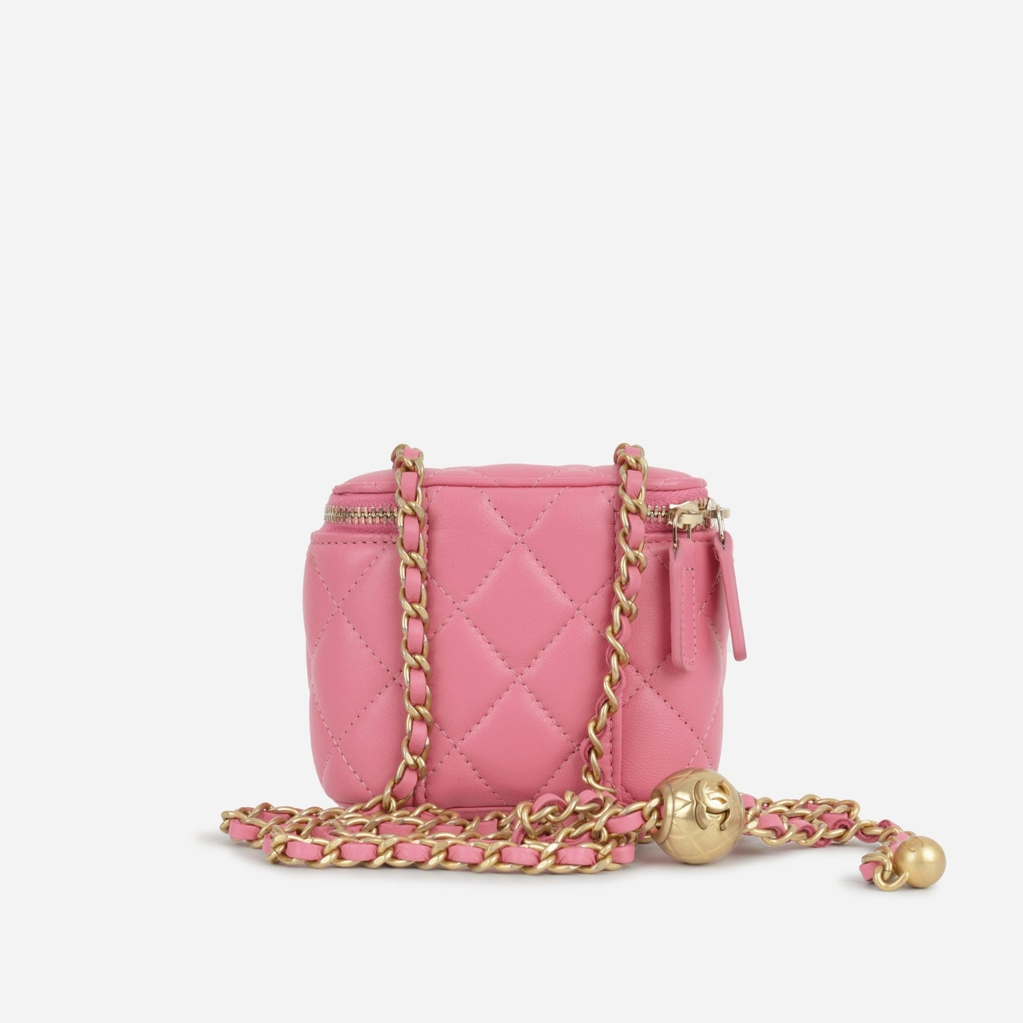Chanel - Mini Vanity on Pearl Chain - Fuschia Pink Lambskin AGHW - Pre-loved - 2019