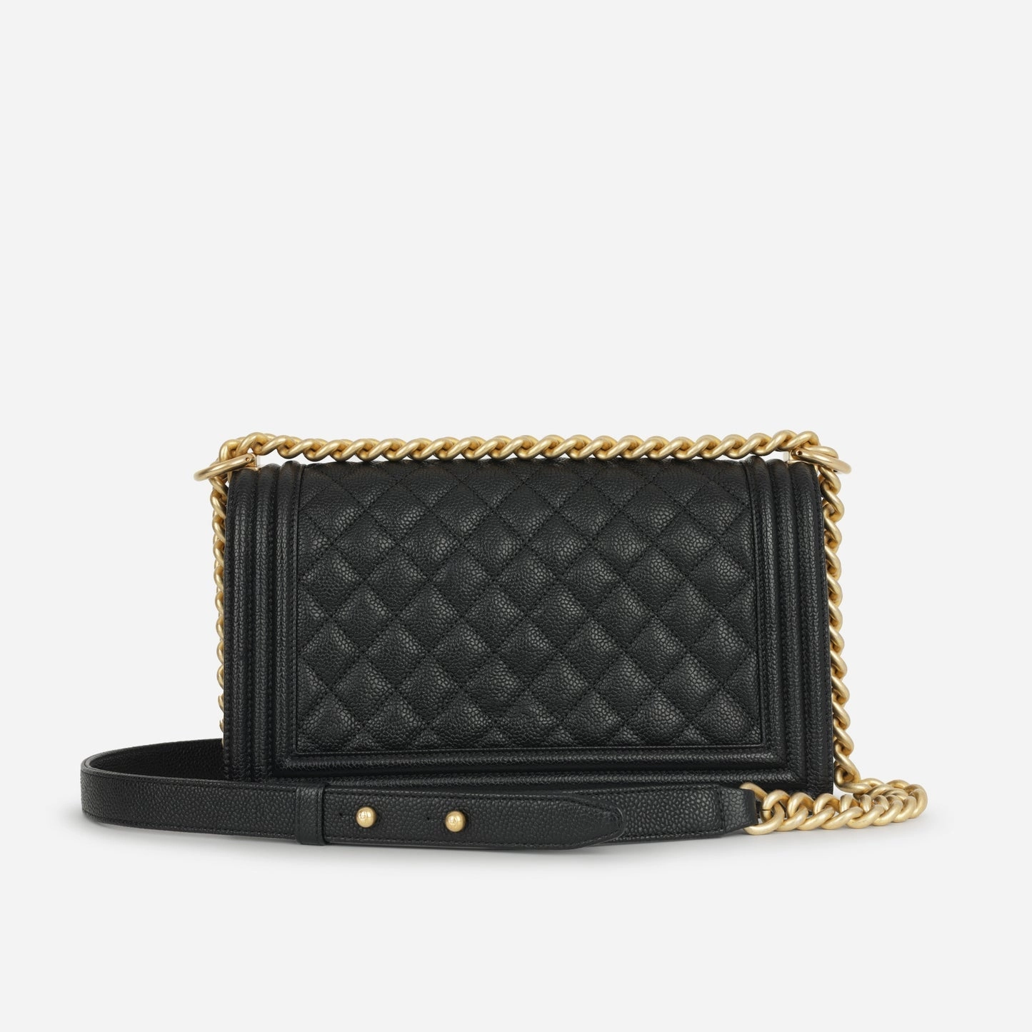 Chanel - Old Medium Boy Bag - Black Quilted Caviar GHW - Pre-Loved - 2016