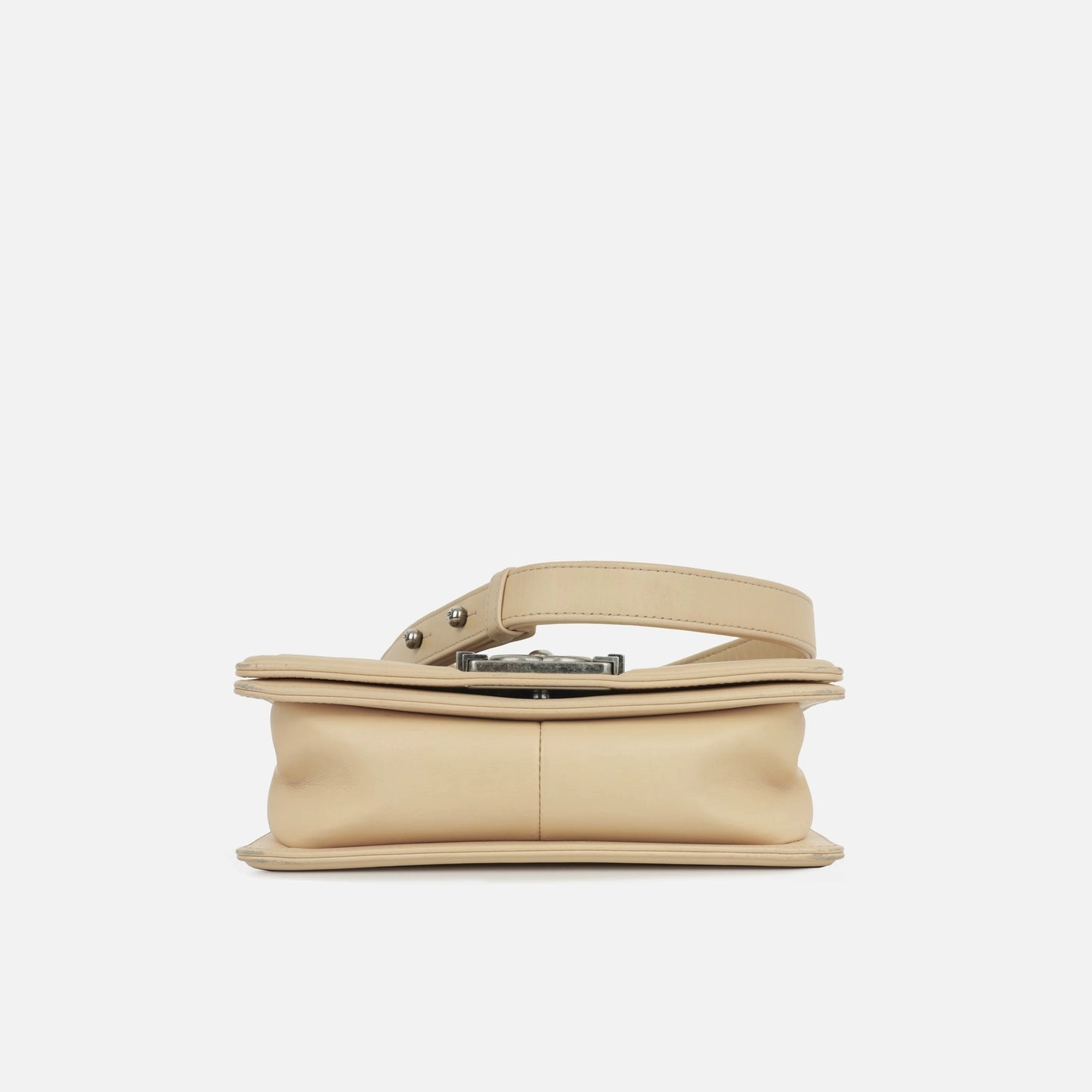 Chanel - Small Boy Bag - Beige Lambskin / Lizard RHW - 2014 - Pre-Loved