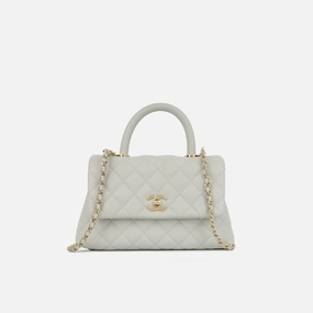 Chanel - Small Coco Handle Bag - Light Grey Caviar CGHW - Pre-Loved - 2019
