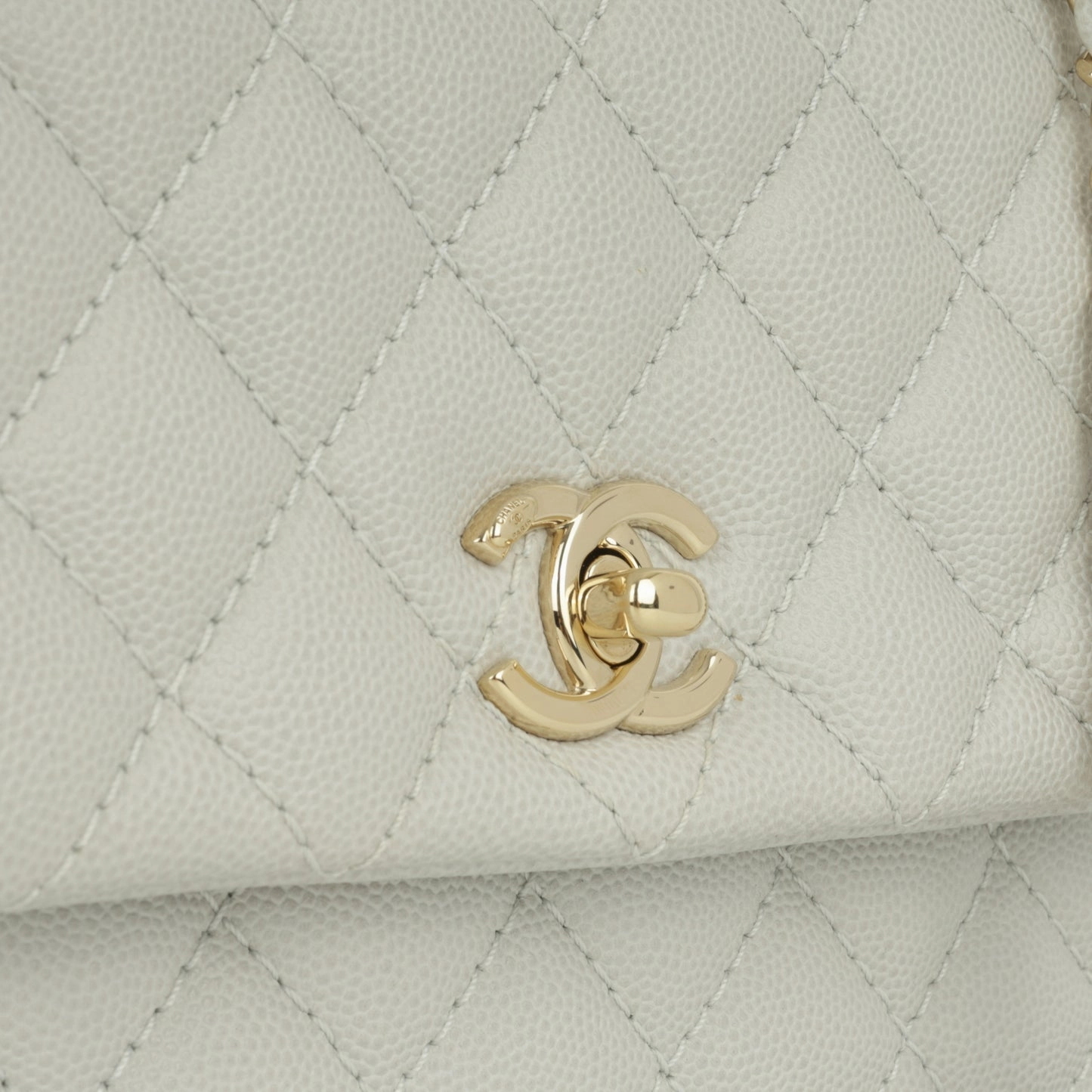 Chanel - Small Coco Handle Bag - Light Grey Caviar CGHW - Pre-Loved - 2019