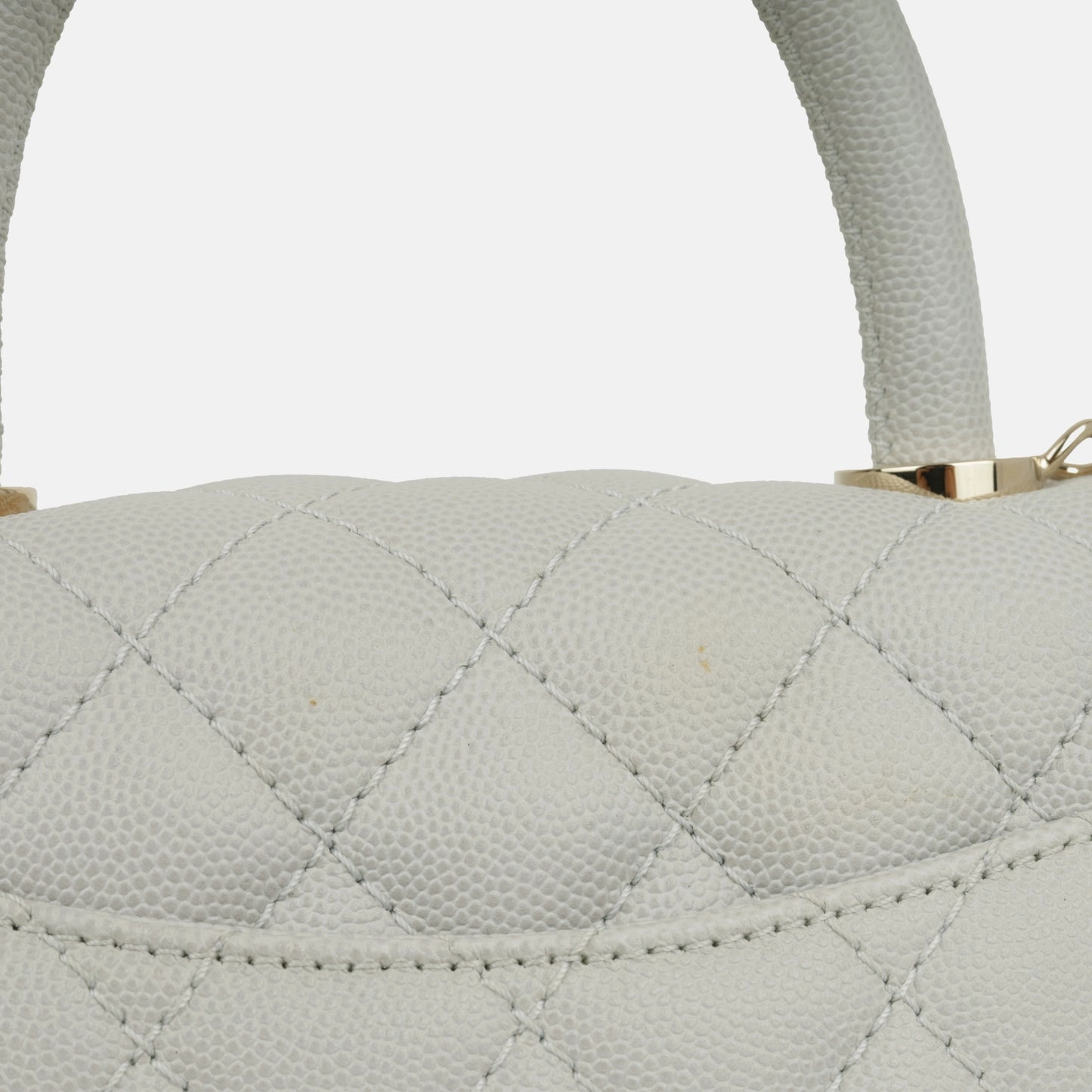 Chanel - Small Coco Handle Bag - Light Grey Caviar CGHW - Pre-Loved - 2019