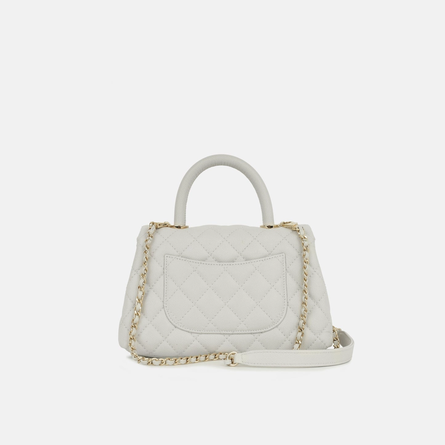 Chanel - Small Coco Handle Bag - Light Grey Caviar CGHW - Pre-Loved - 2019