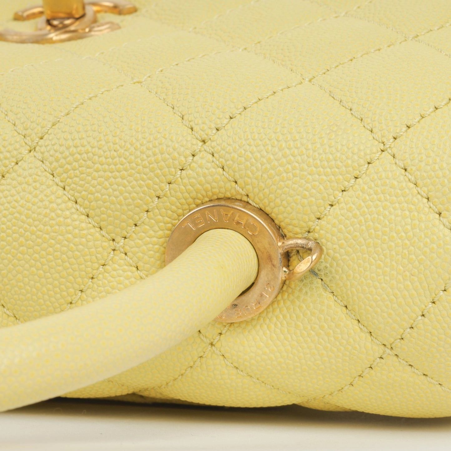 Chanel - Small Coco Handle Bag - Yellow Caviar AGHW - Pre-Loved - 2017