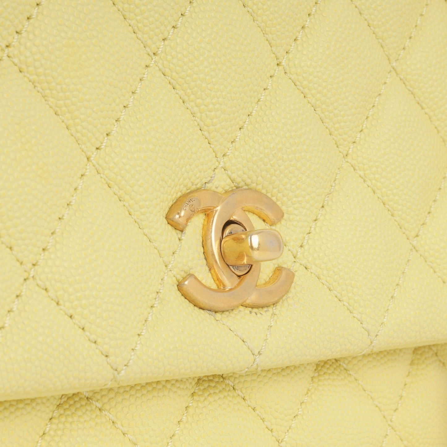 Chanel - Small Coco Handle Bag - Yellow Caviar AGHW - Pre-Loved - 2017