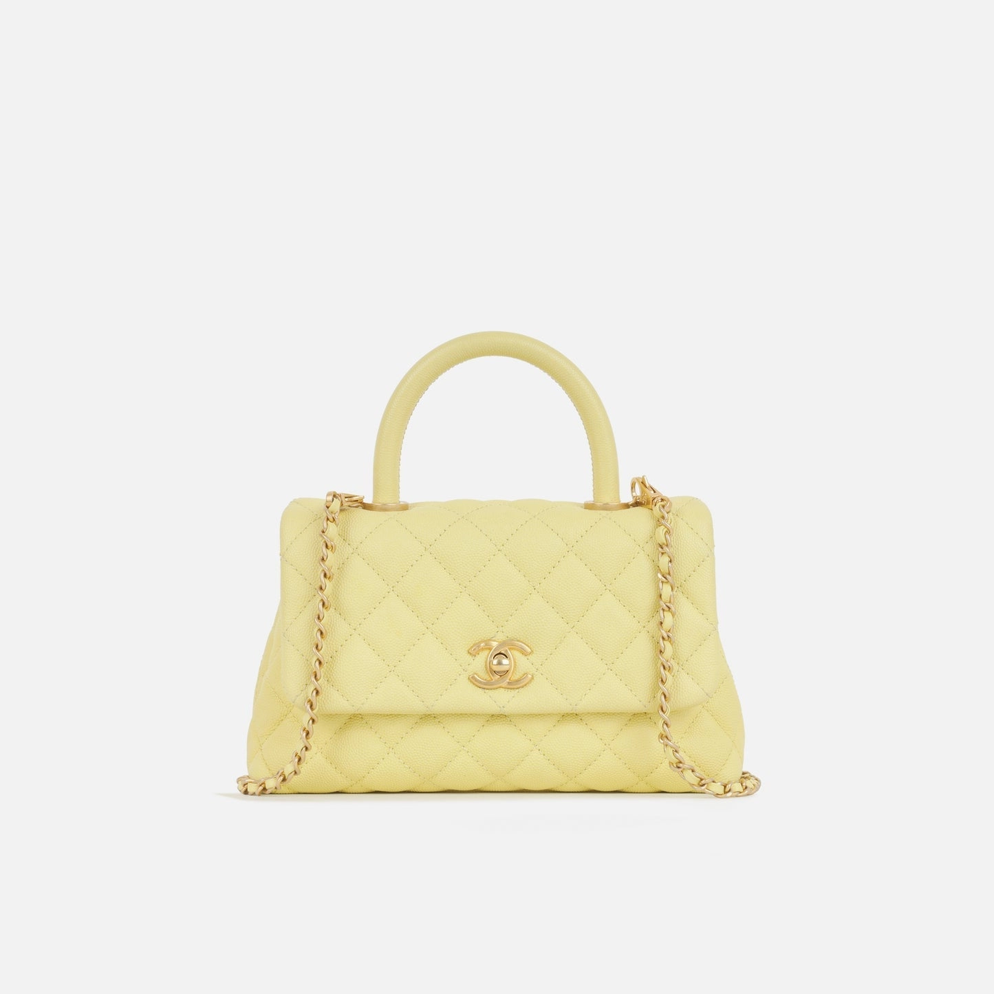 Chanel - Small Coco Handle Bag - Yellow Caviar AGHW - Pre-Loved - 2017