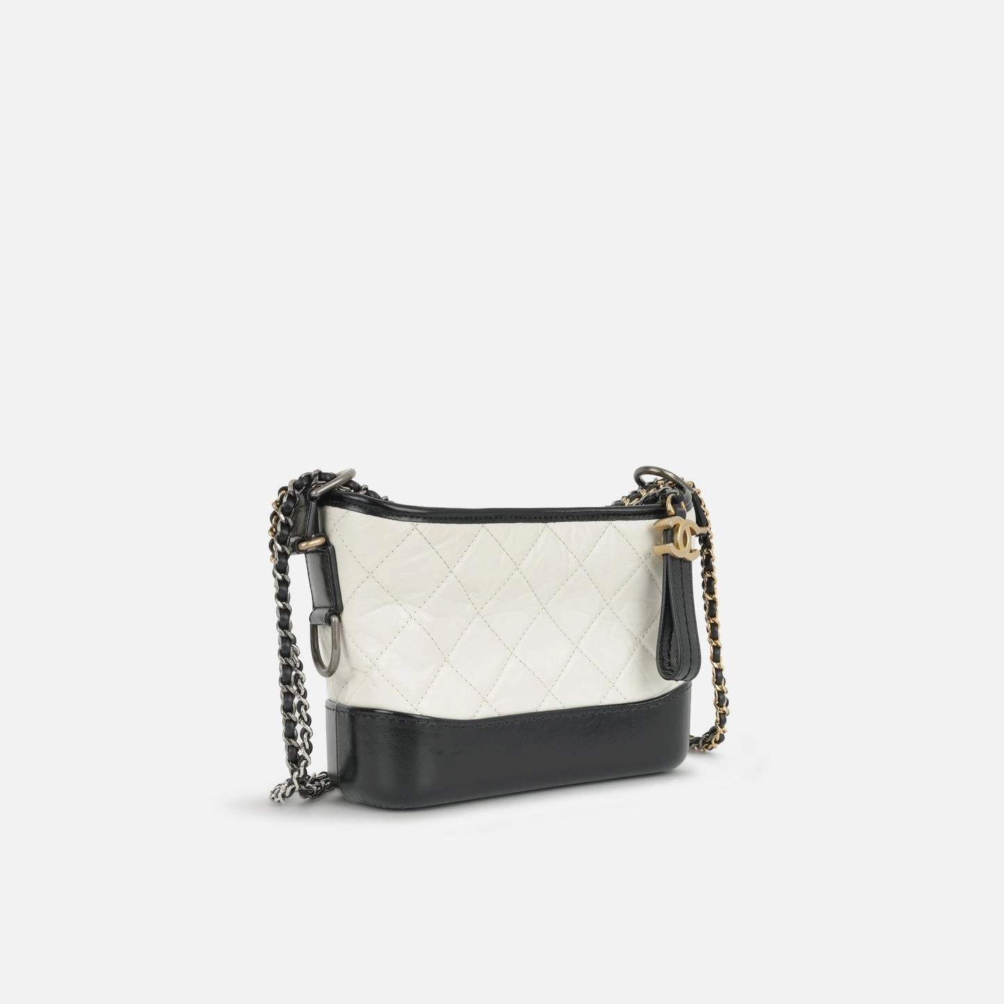 Chanel - Small Gabrielle Bag - White / Black Aged Calfskin MHW - Pre-Loved - 2019