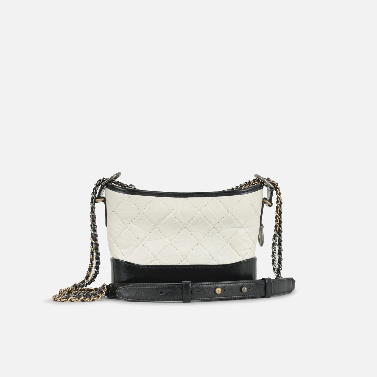 Chanel - Small Gabrielle Bag - White / Black Aged Calfskin MHW - Pre-Loved - 2019
