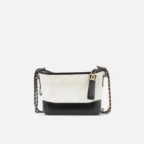 Chanel - Small Gabrielle Bag - White / Black Aged Calfskin MHW - Pre-Loved - 2019