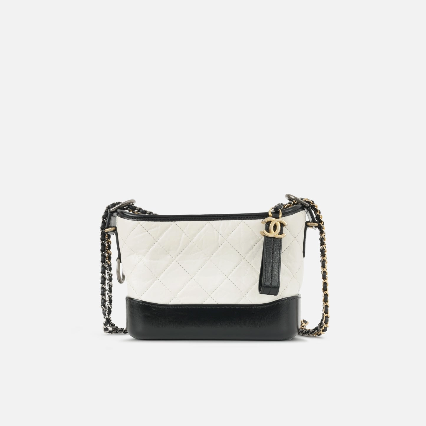 Chanel - Small Gabrielle Bag - White / Black Aged Calfskin MHW - Pre-Loved - 2019