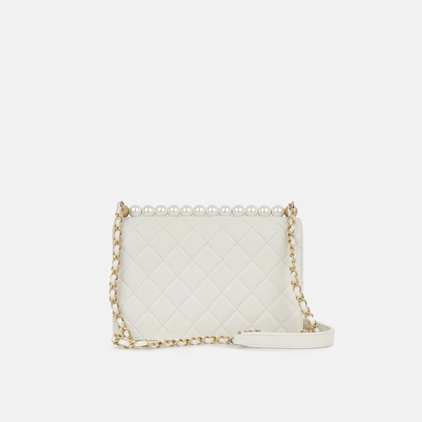 Chanel - Vertical Pearl Flap Bag - White Calfskin AGHW - Pre-Loved - 2019