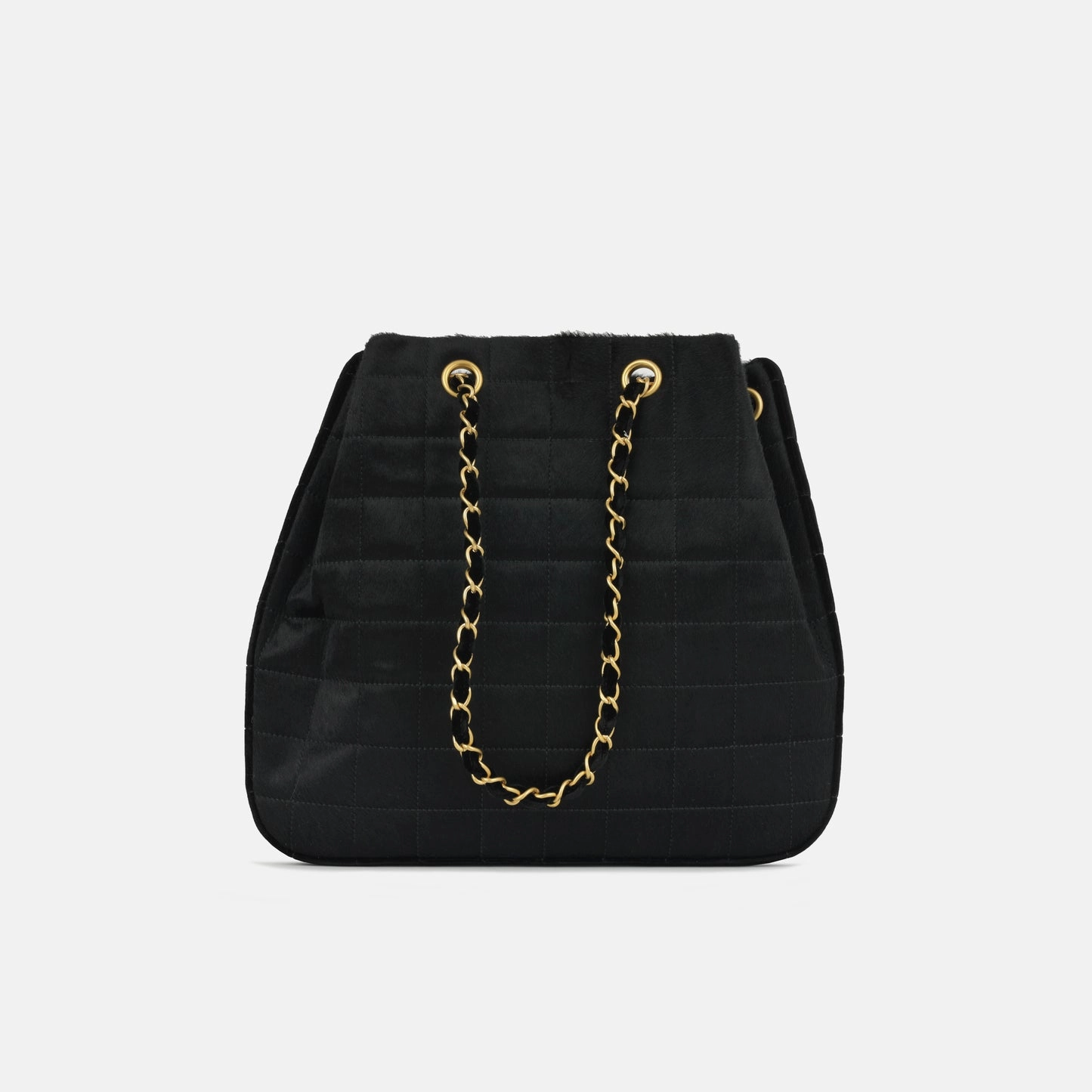 Chanel - Vintage Chocolate Bar Drawstring Tote - Black Pony Hair BGHW - 2000 - Pre-Loved