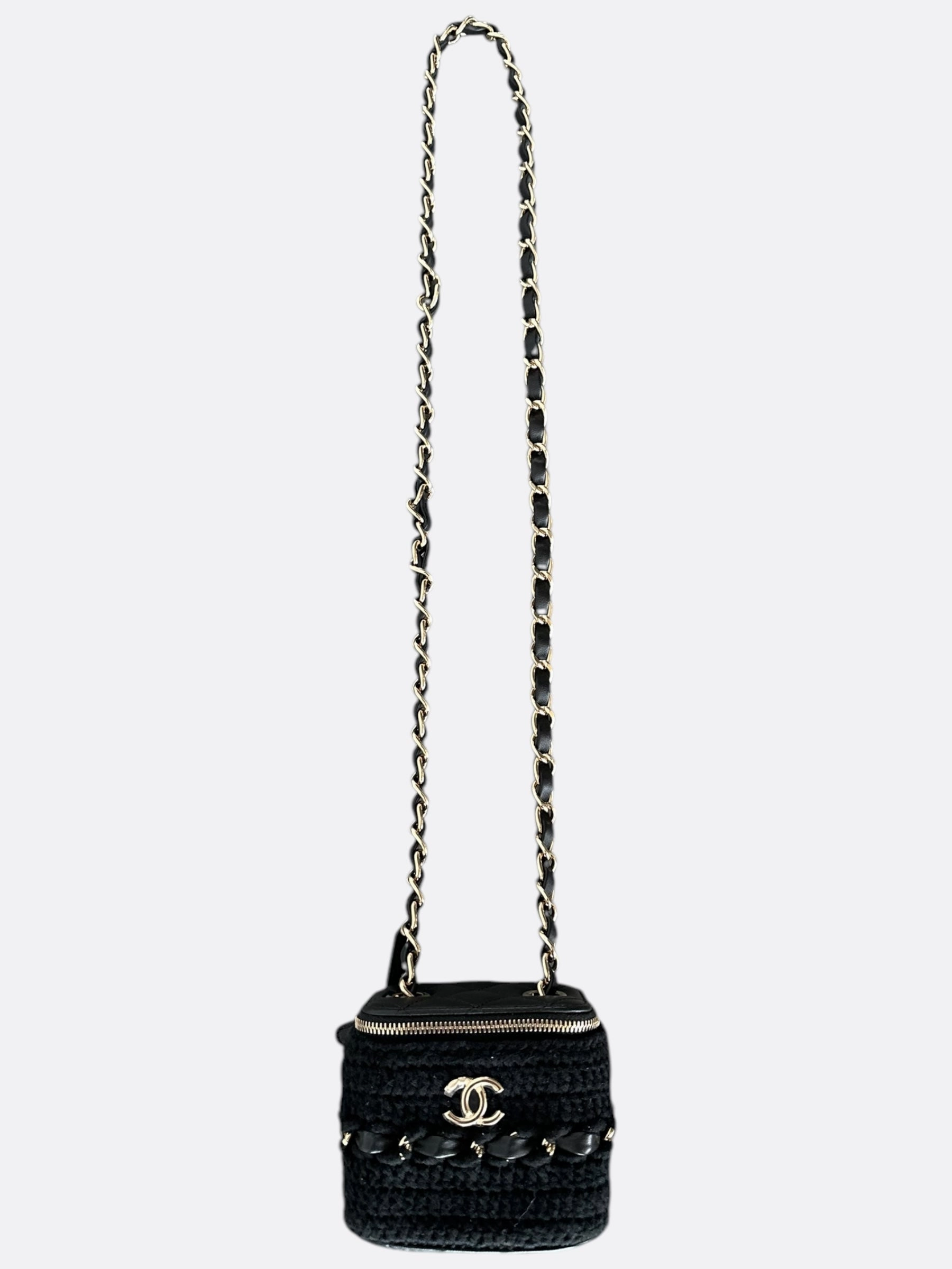 Chanel Black Crochet Small Vanity Case