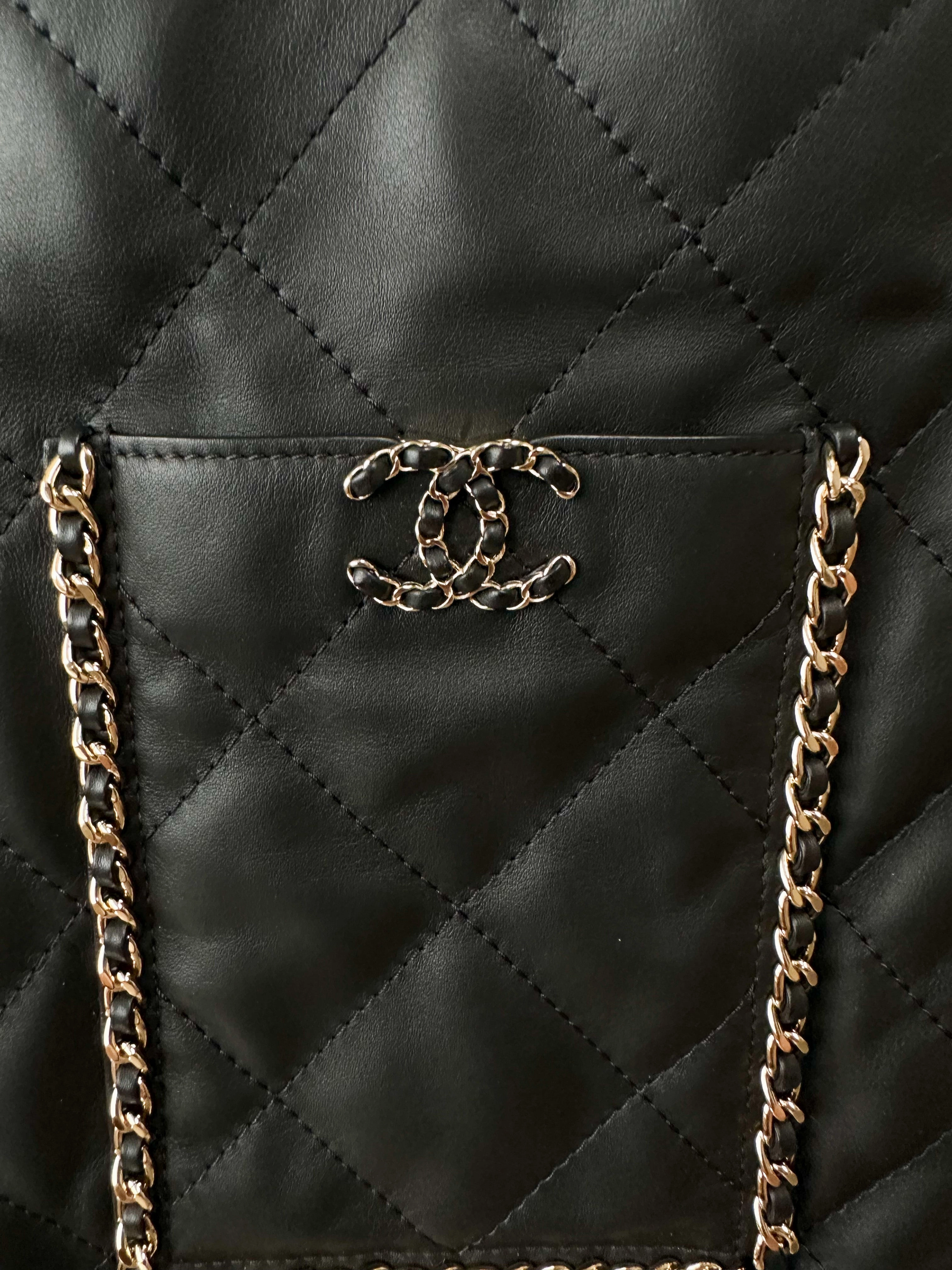 Chanel Black Flat Fringe Quilted Lambskin Bag