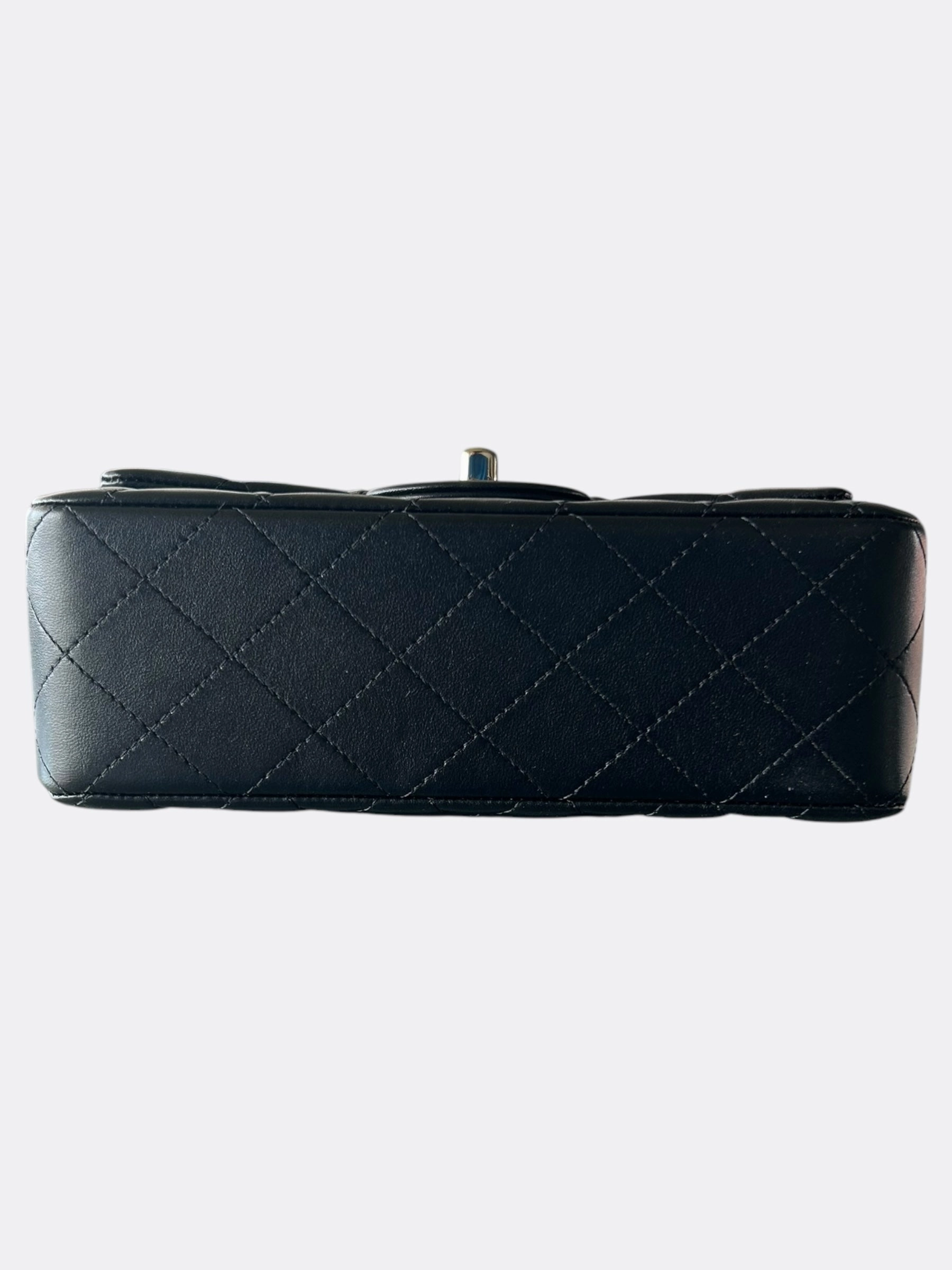 Chanel Black Lambskin Quilted Mini Top Handle Flap Bag