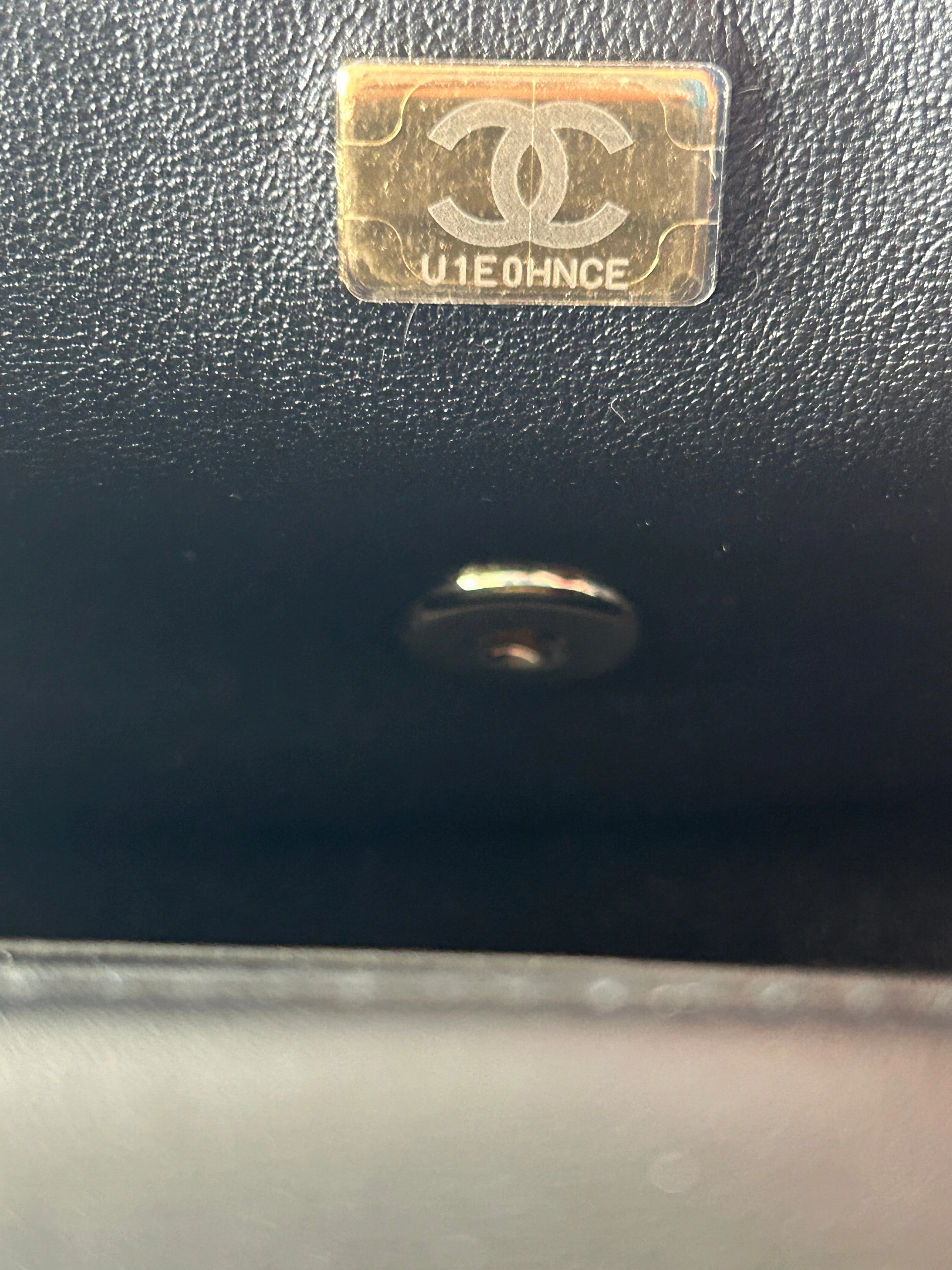 Chanel Black Lambskin Quilted Mini Top Handle Flap Bag