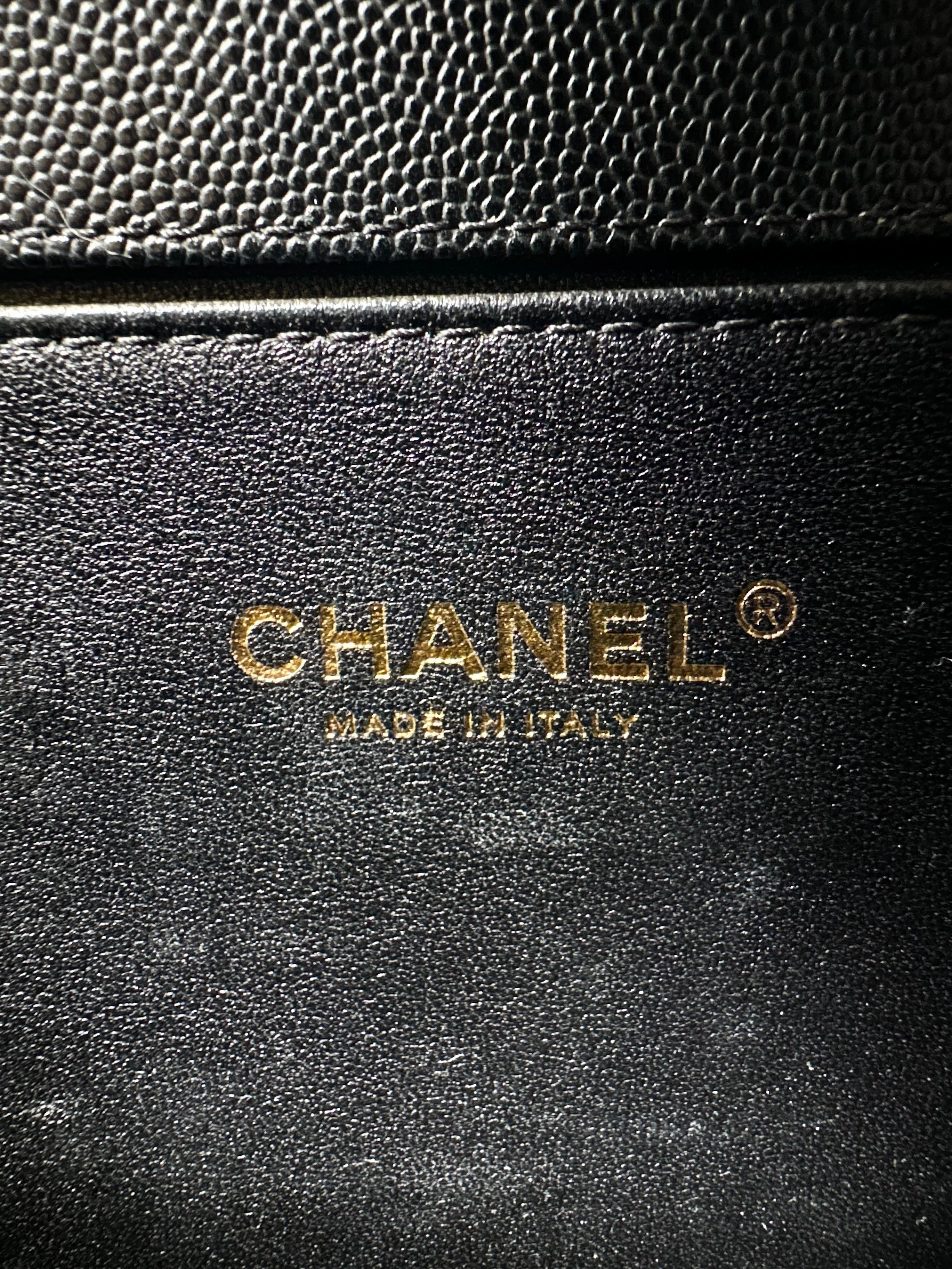 Chanel Black Quilted Caviar Medium Boy Bag