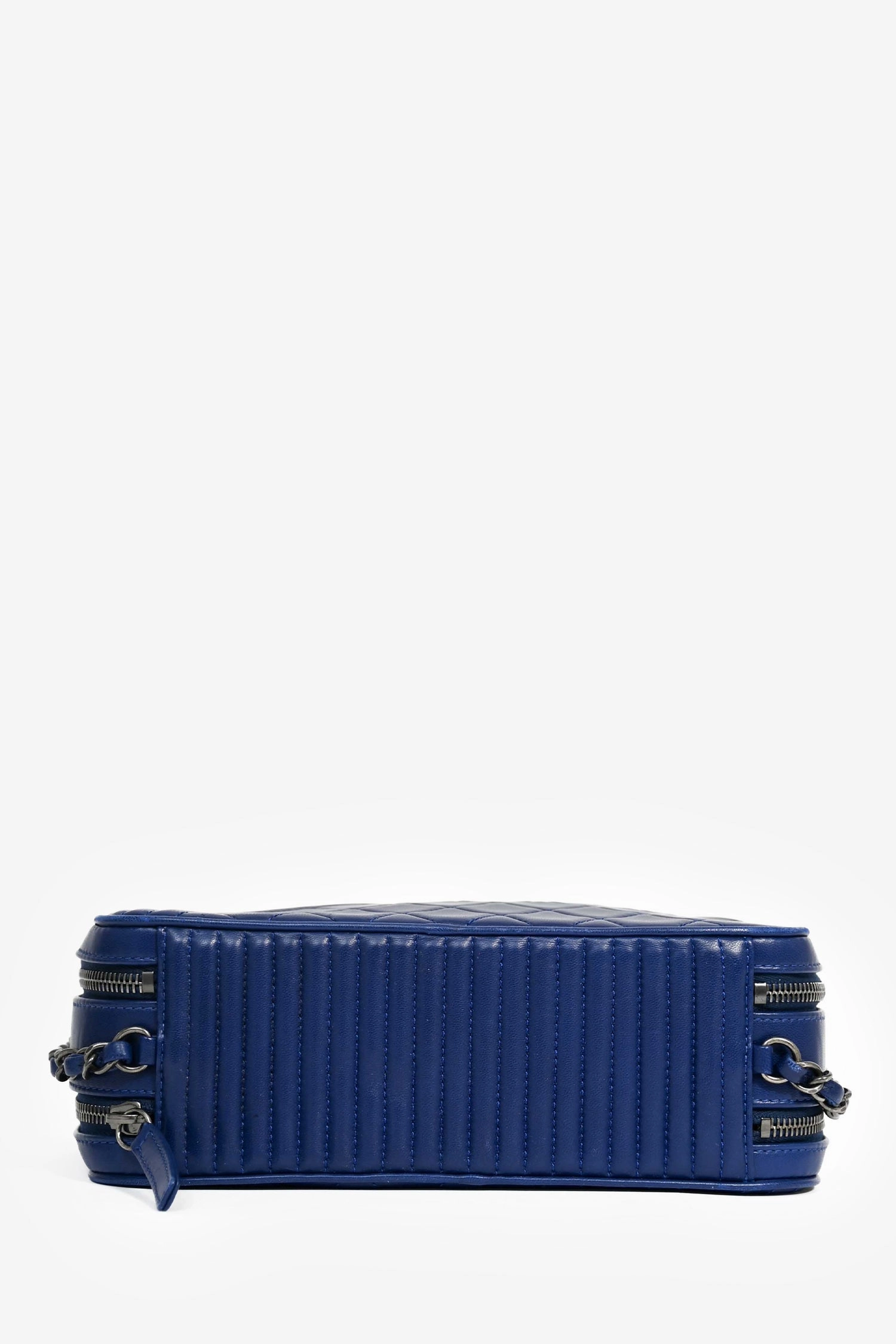 Chanel Blue Leather Pewter Large CC Coco Camera Boy Bag