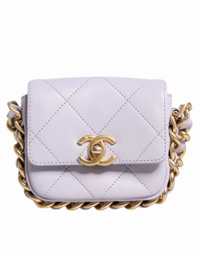 Chanel Blue Quilted Calfskin Framing Chain Flap Mini crossbody Bag
