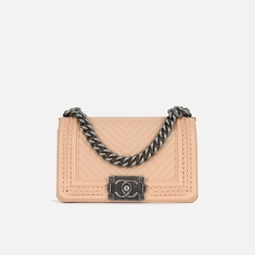 Chanel Boy Chanel Peach Lambskin Leather with Herringbone Whipstitch RHW