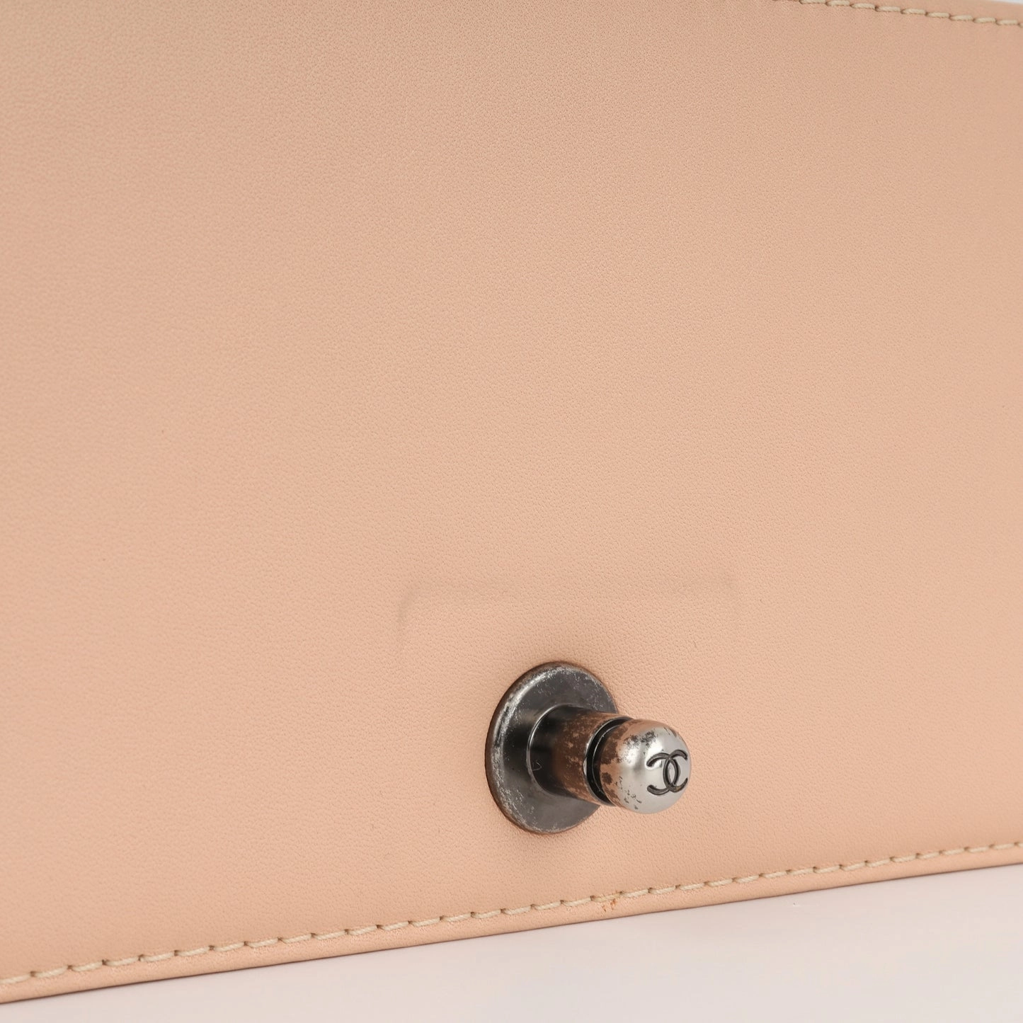 Chanel Boy Chanel Peach Lambskin Leather with Herringbone Whipstitch RHW