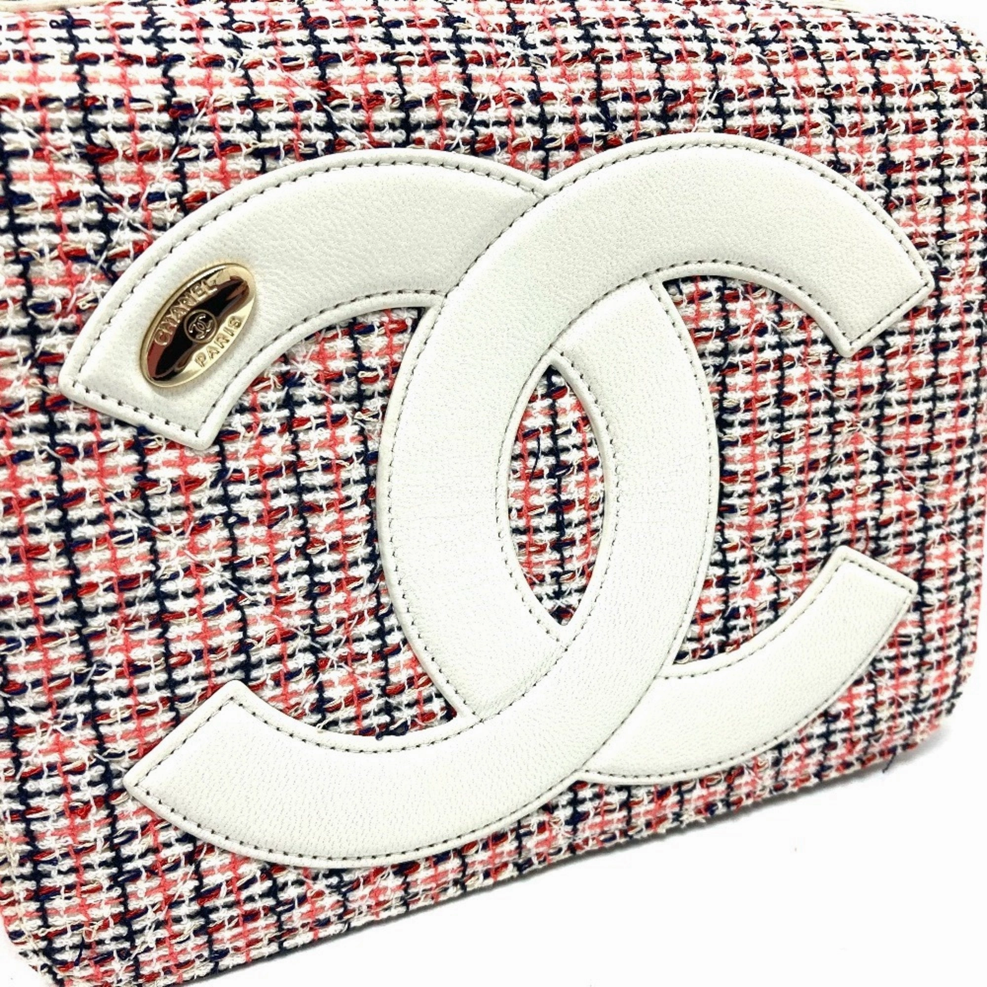 Chanel Color Tweed Leather Pochette Shoulder Bag (Pre-Owned)