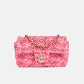 Chanel Mini Rectangular Flap Bag Mixed Pink Tweed