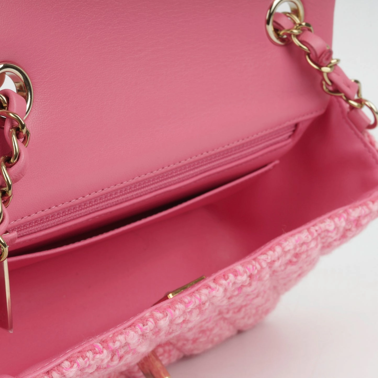 Chanel Mini Rectangular Flap Bag Mixed Pink Tweed