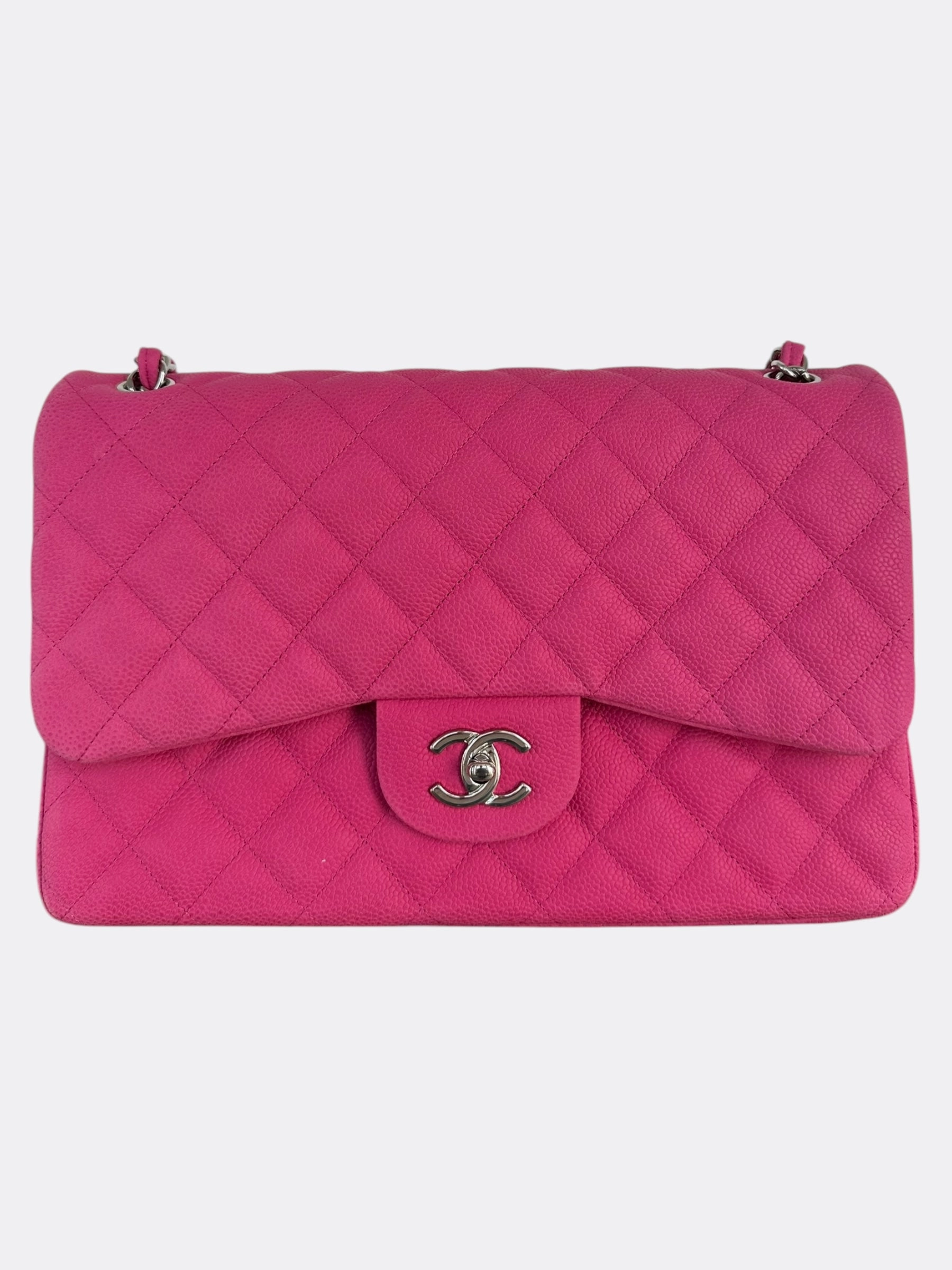 Chanel Pink Suede Caviar Quilted Medium Flap Bag