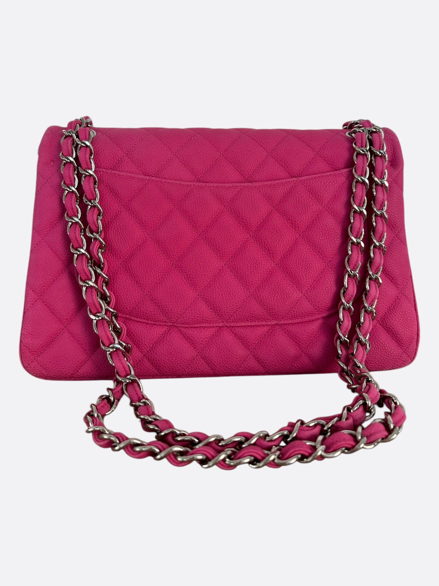Chanel Pink Suede Caviar Quilted Medium Flap Bag