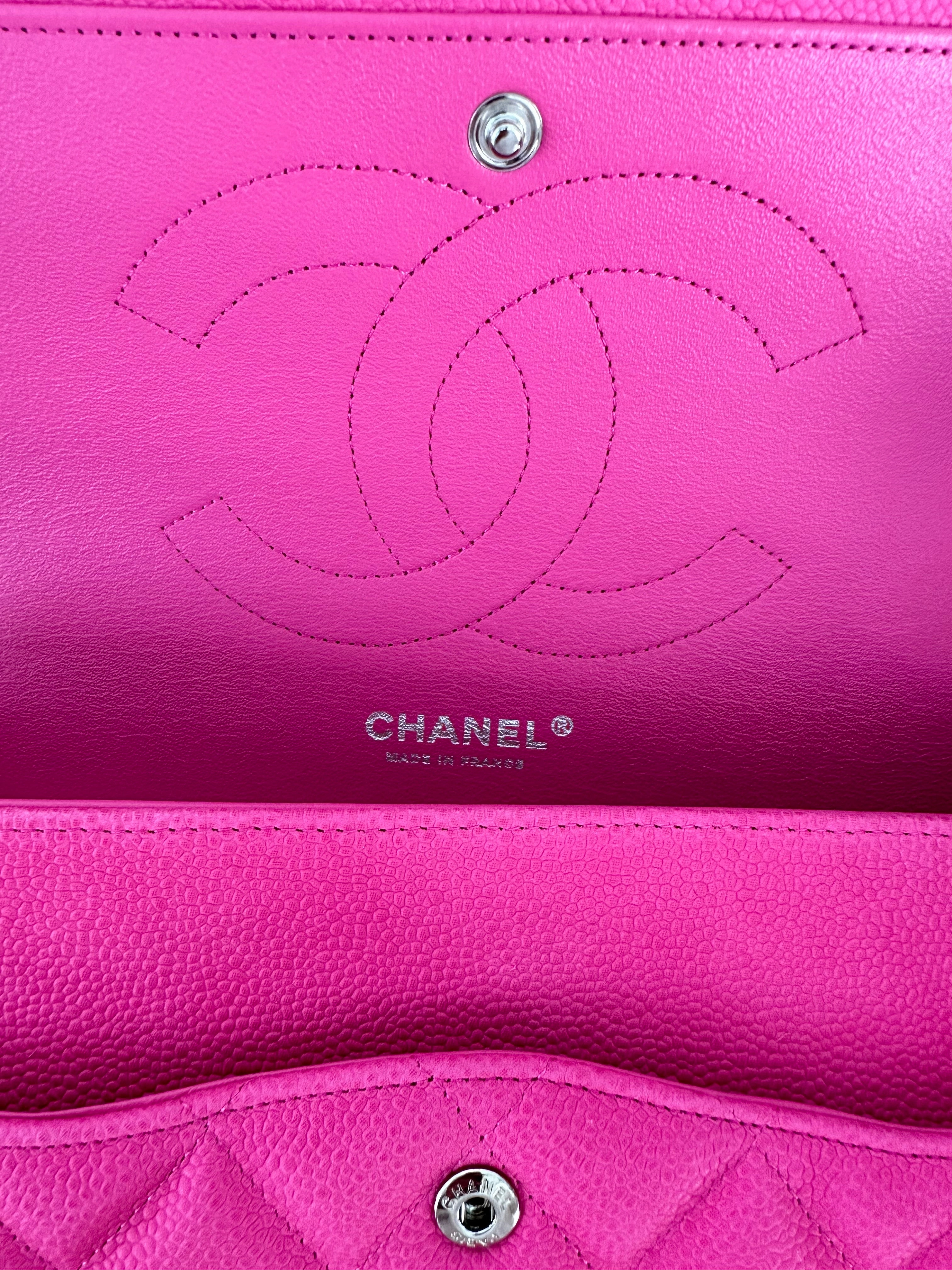 Chanel Pink Suede Caviar Quilted Medium Flap Bag