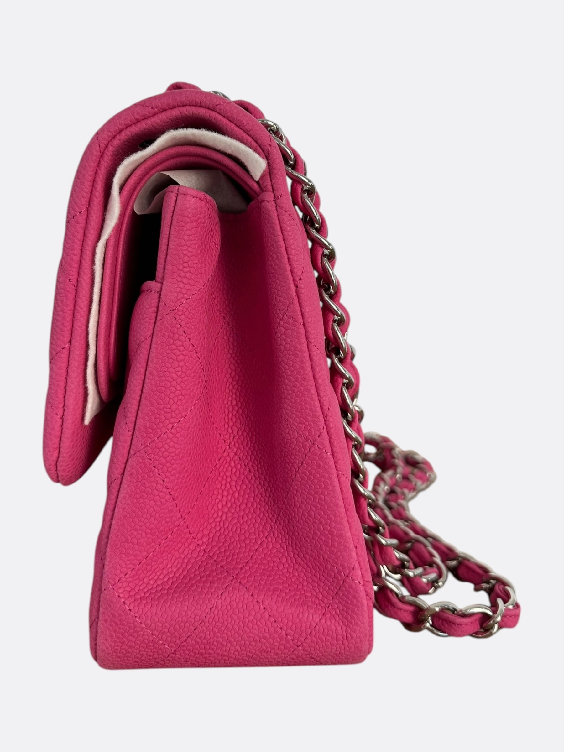 Chanel Pink Suede Caviar Quilted Medium Flap Bag