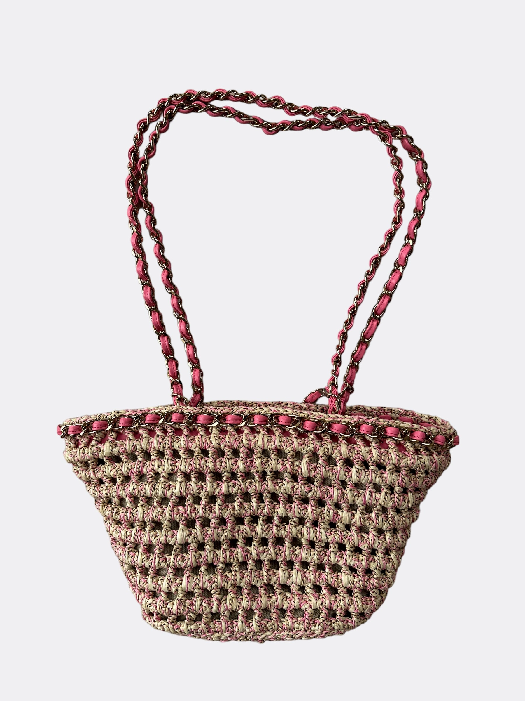 Chanel Pink Woven Small Tote Bag