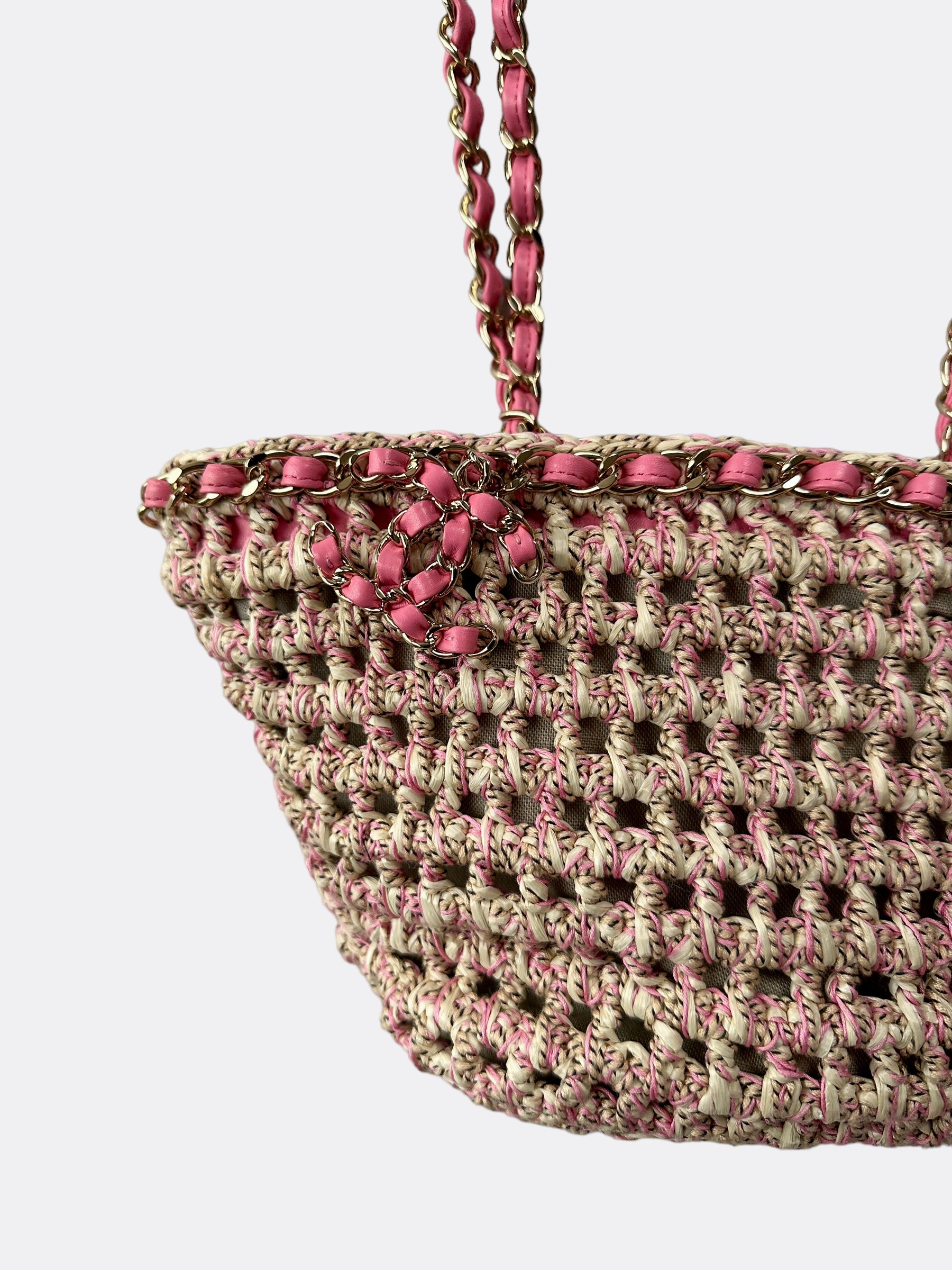 Chanel Pink Woven Small Tote Bag