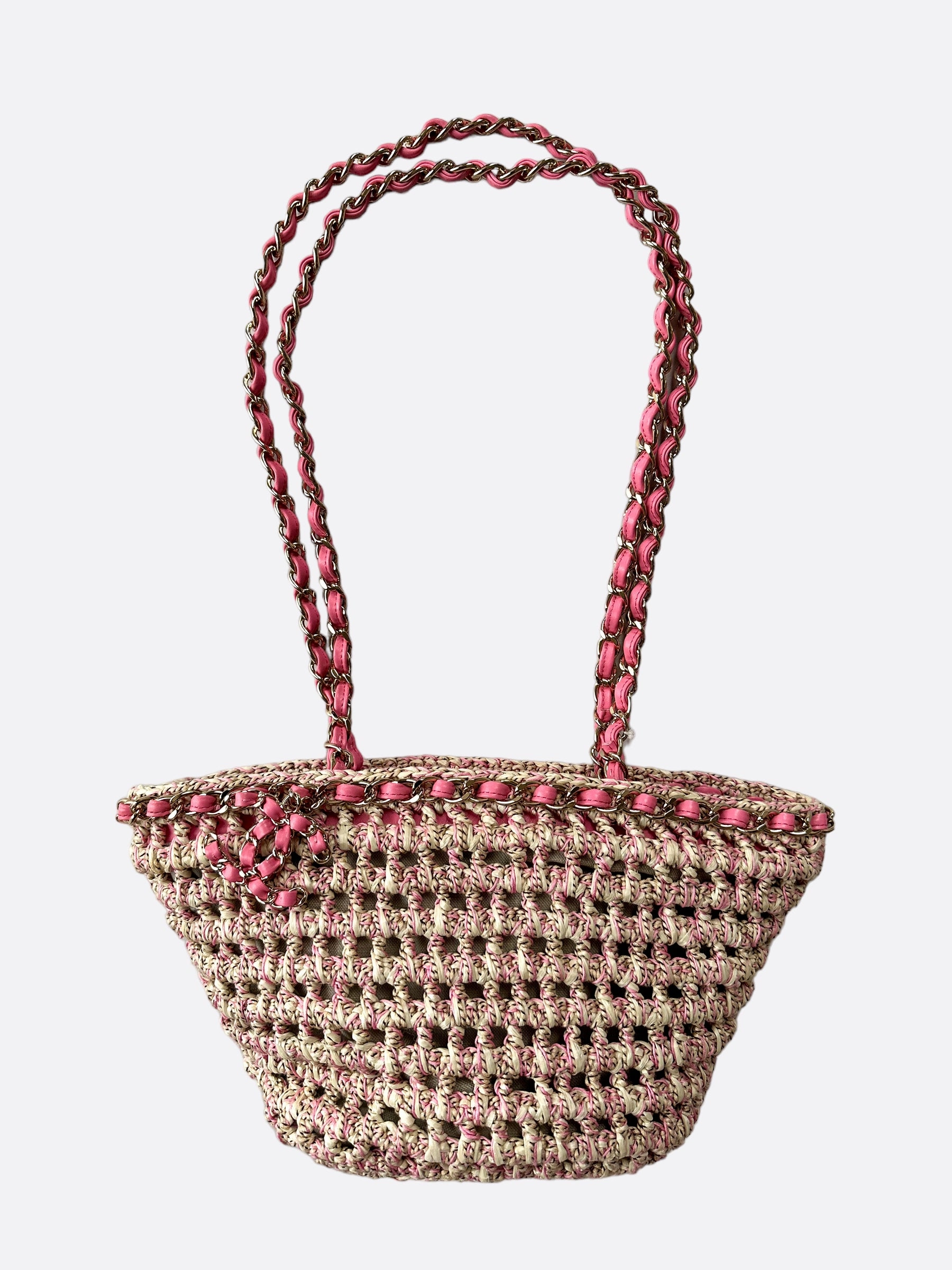 Chanel Pink Woven Small Tote Bag
