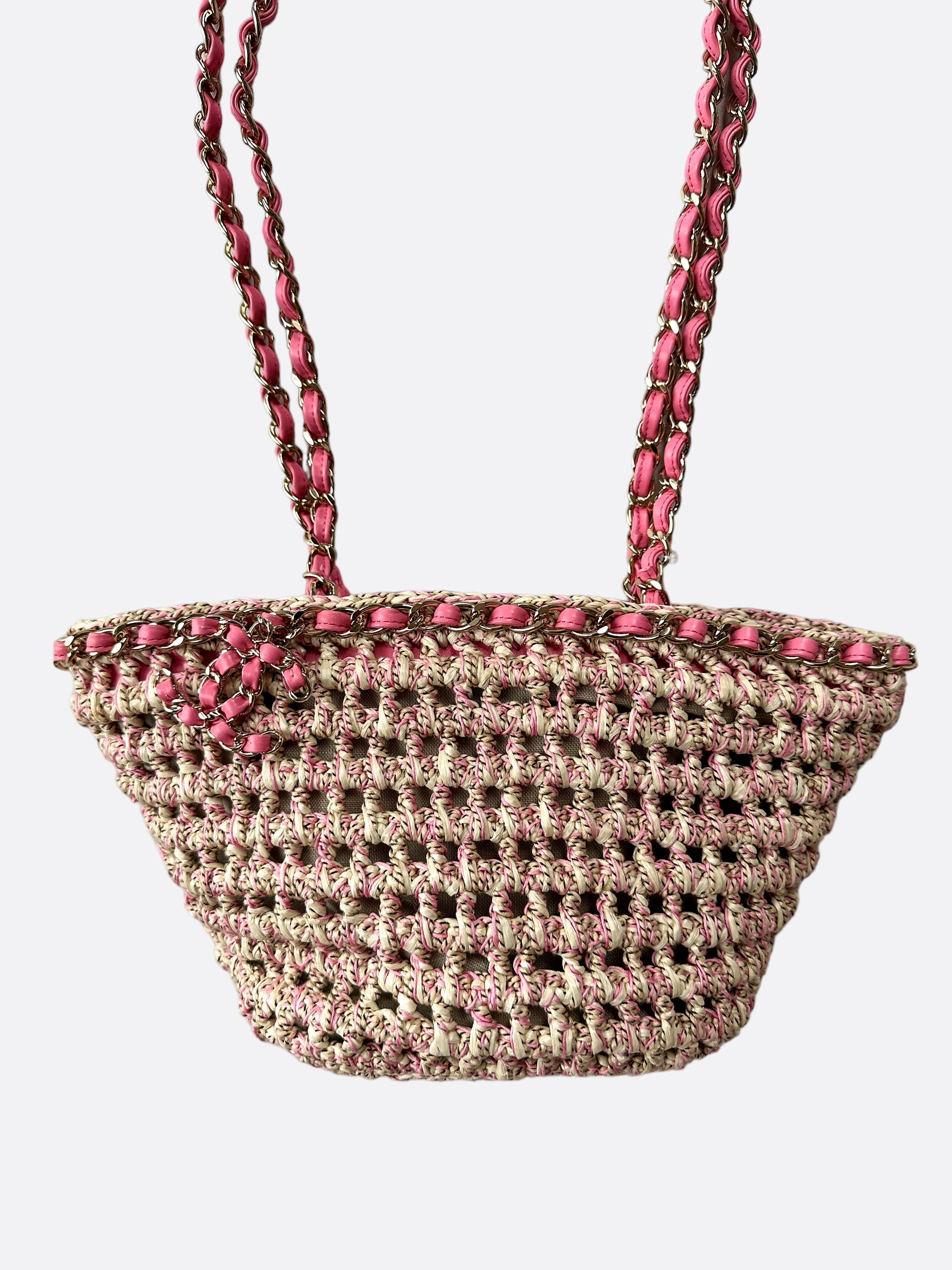 Chanel Pink Woven Small Tote Bag