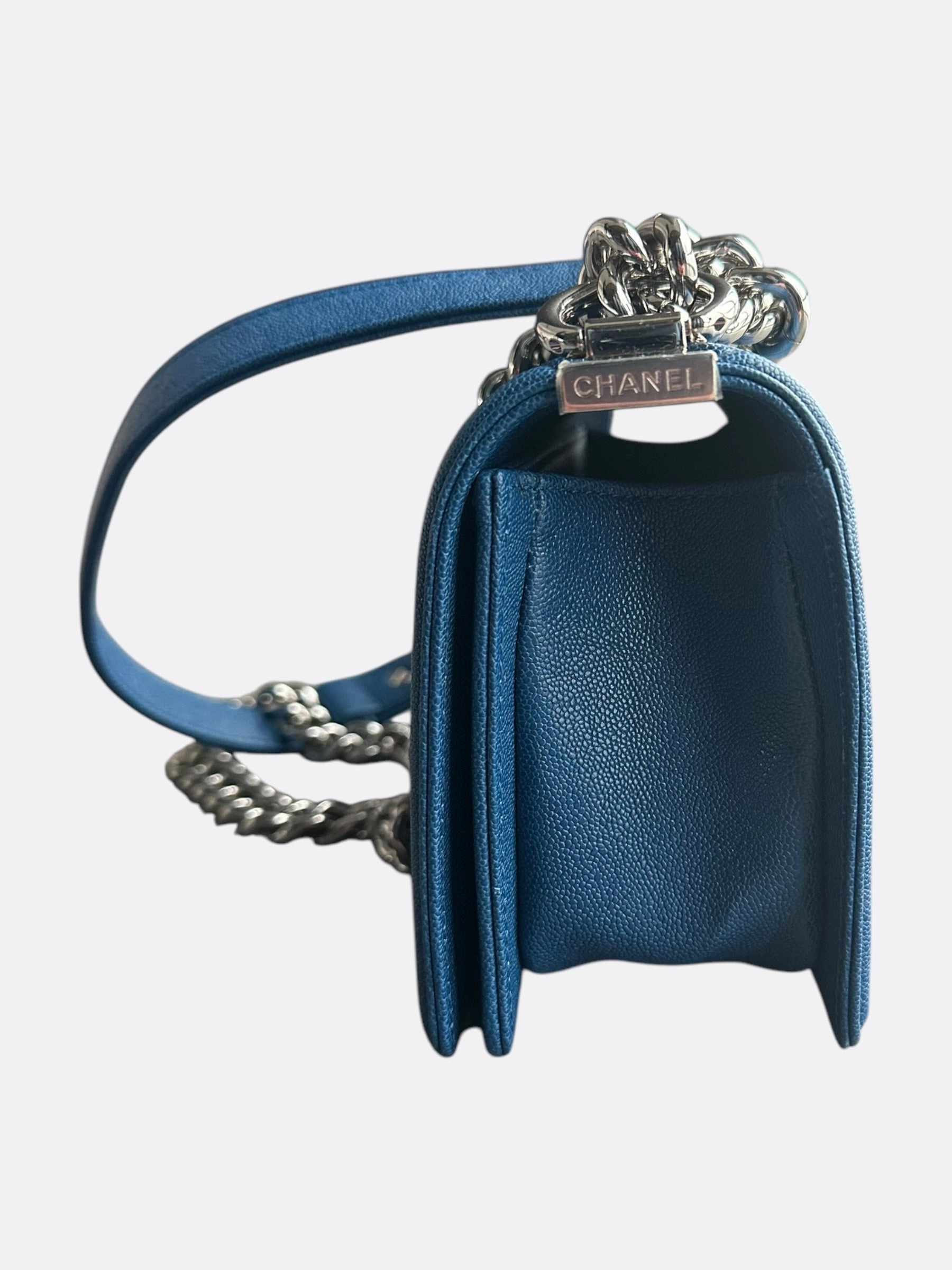 Chanel Royal Blue Caviar Small Boy Bag