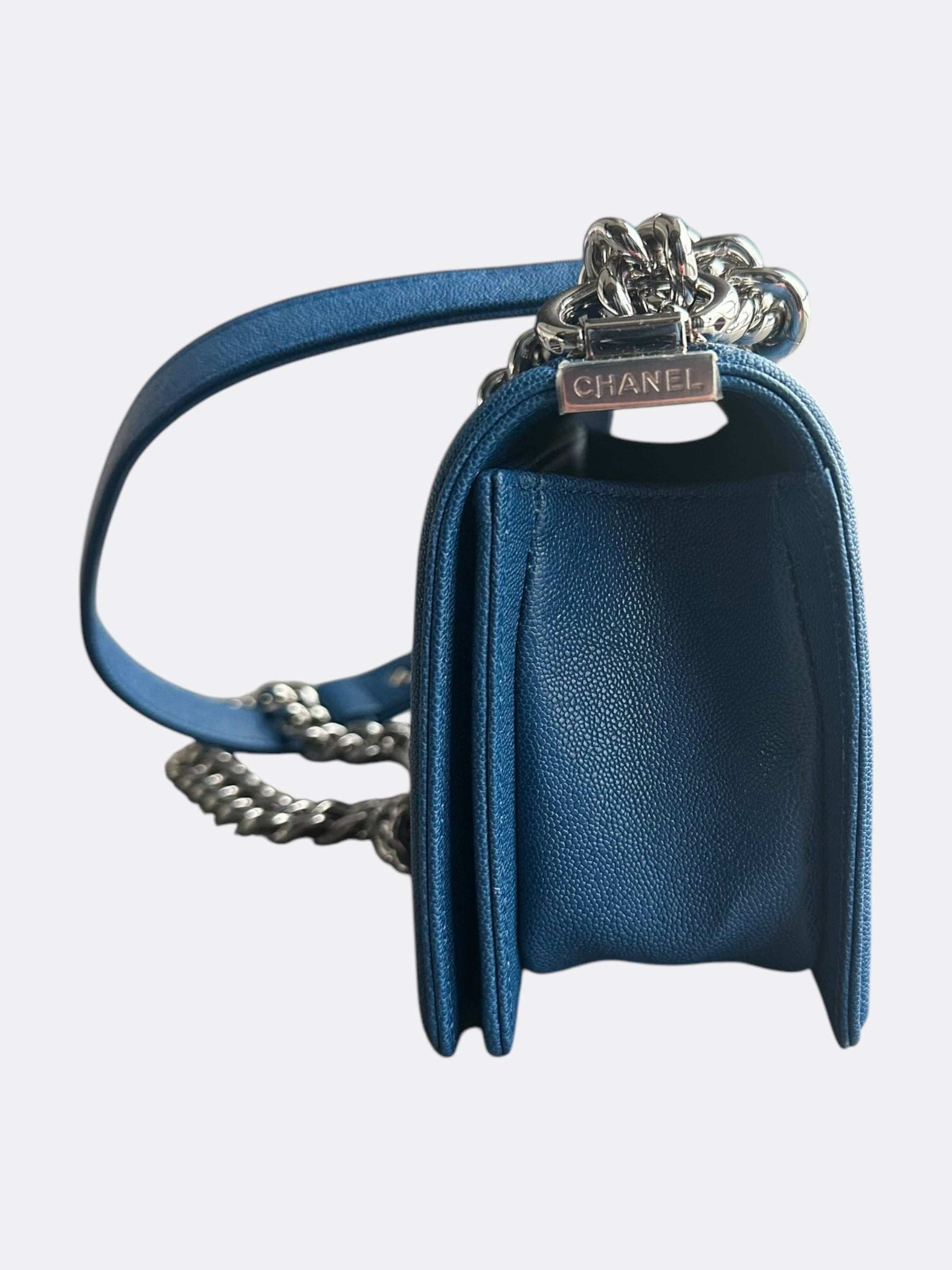 Chanel Royal Blue Caviar Small Boy Bag