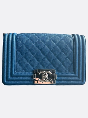 Chanel Royal Blue Caviar Small Boy Bag