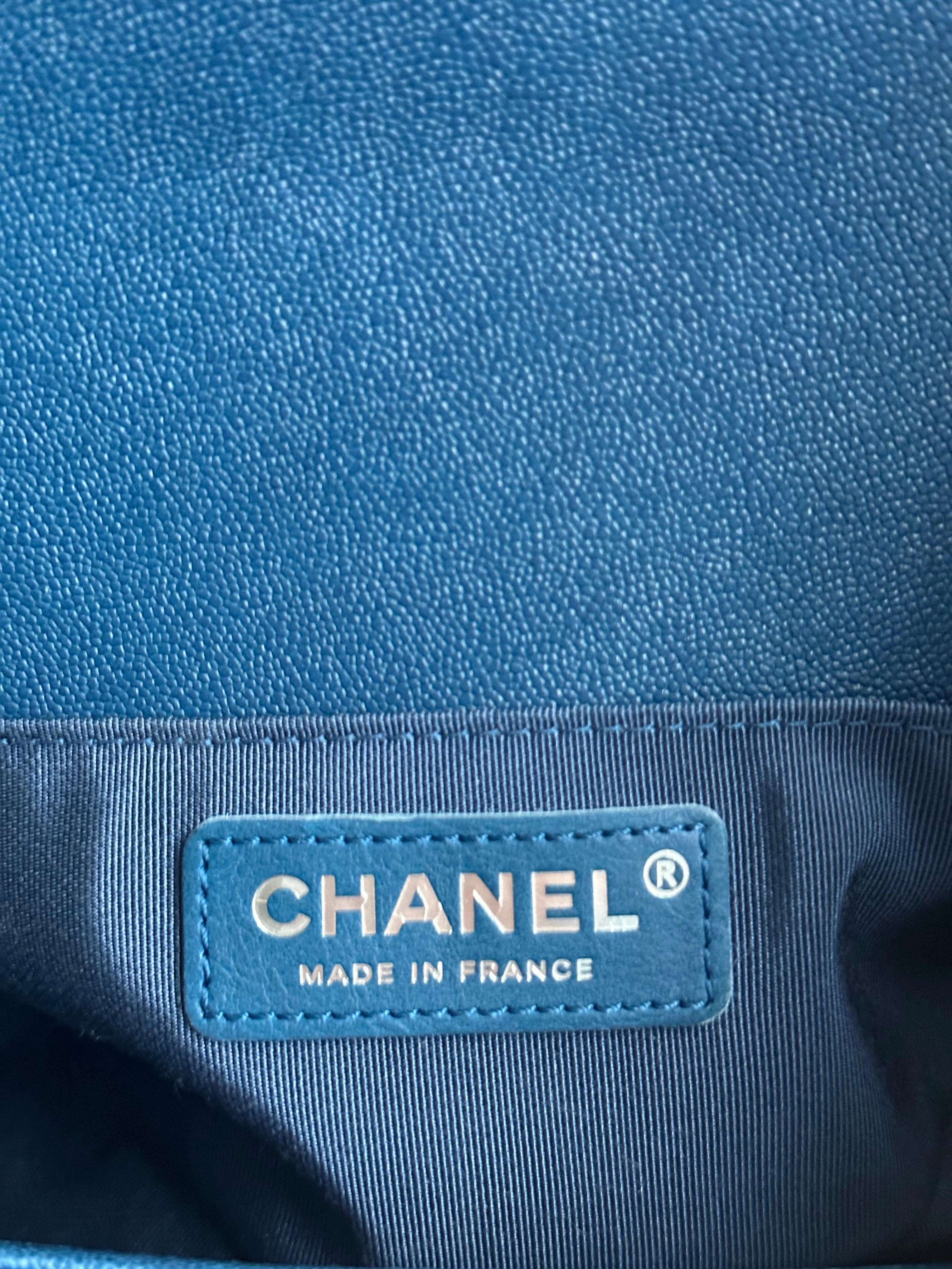 Chanel Royal Blue Caviar Small Boy Bag