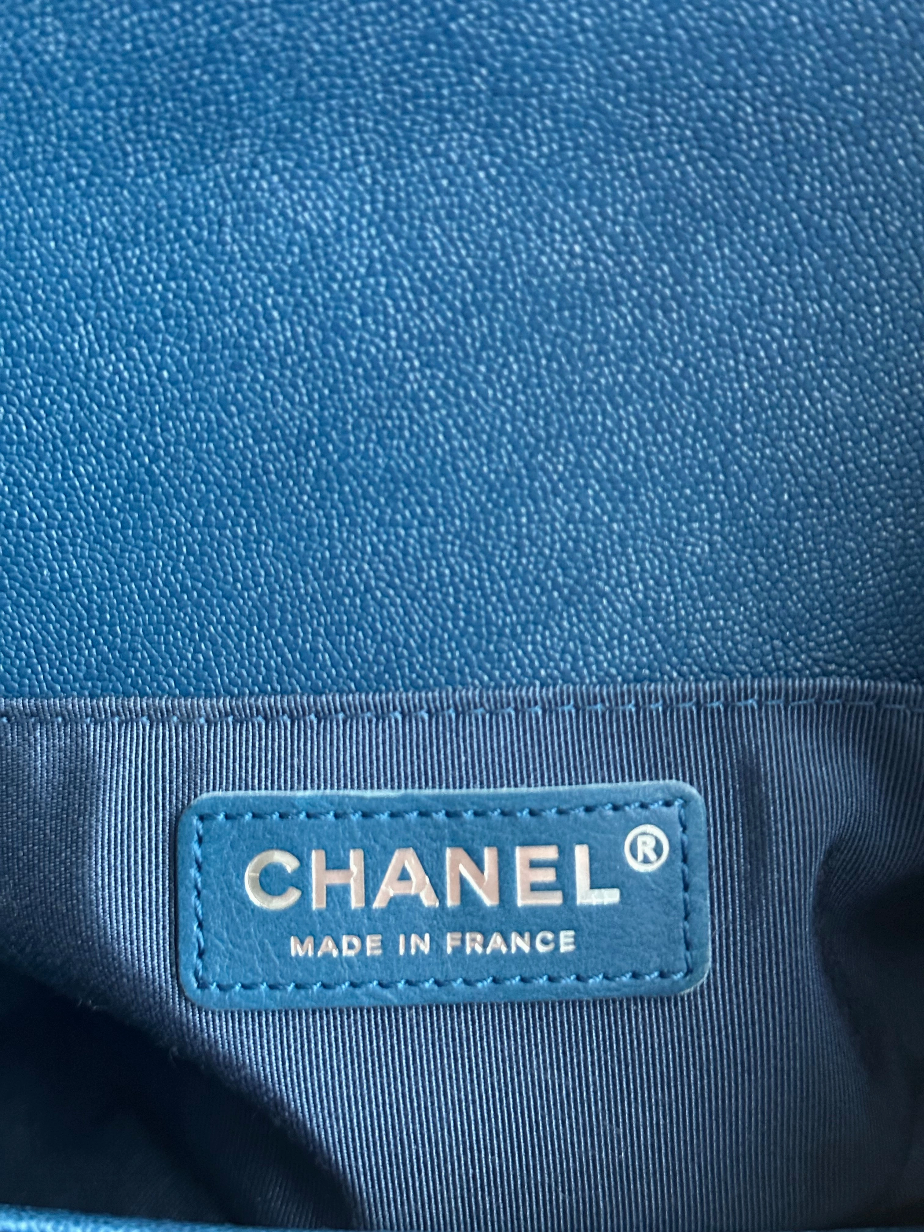 Chanel Royal Blue Caviar Small Boy Bag