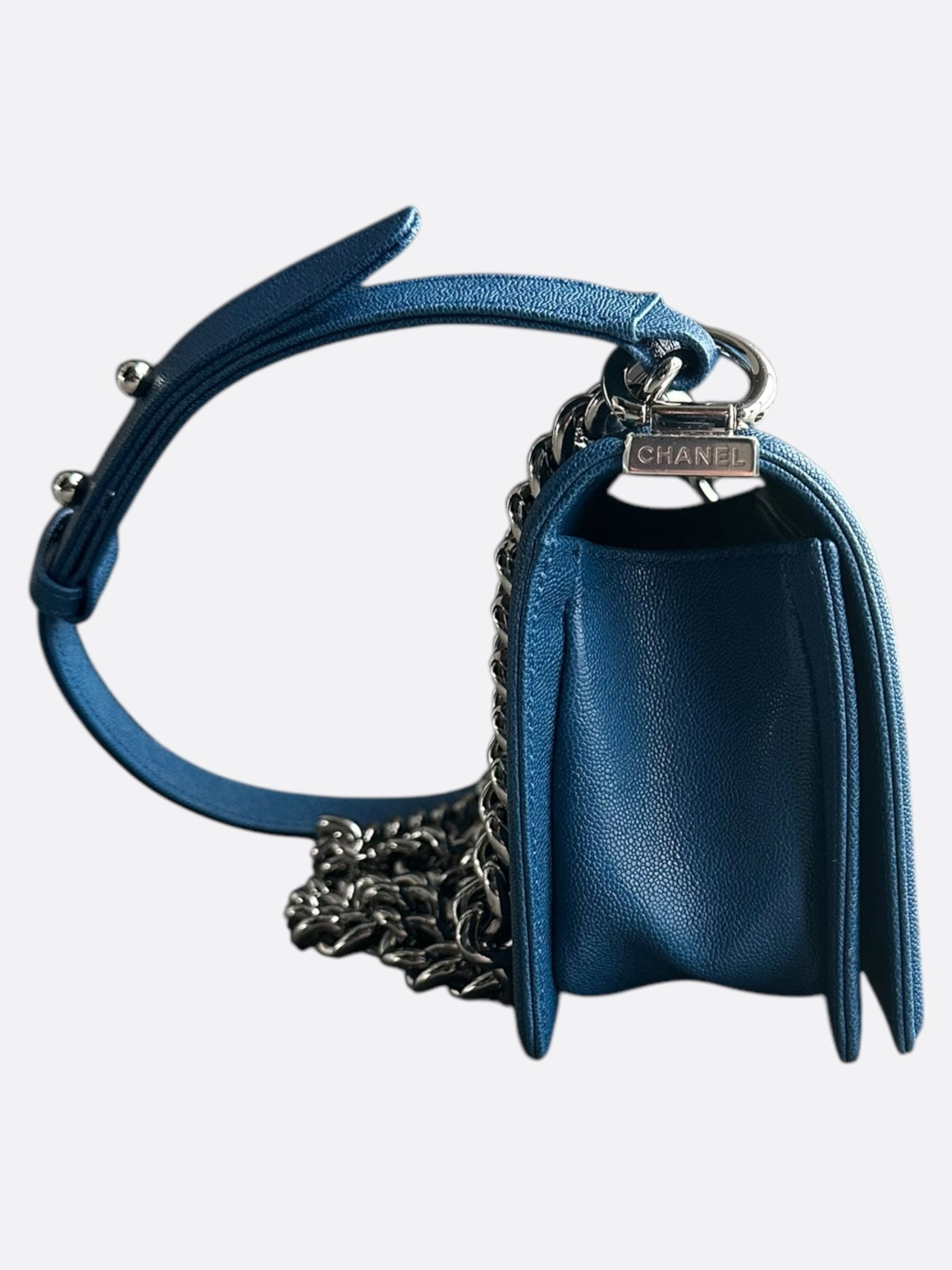Chanel Royal Blue Caviar Small Boy Bag