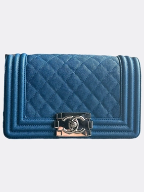 Chanel Royal Blue Caviar Small Boy Bag