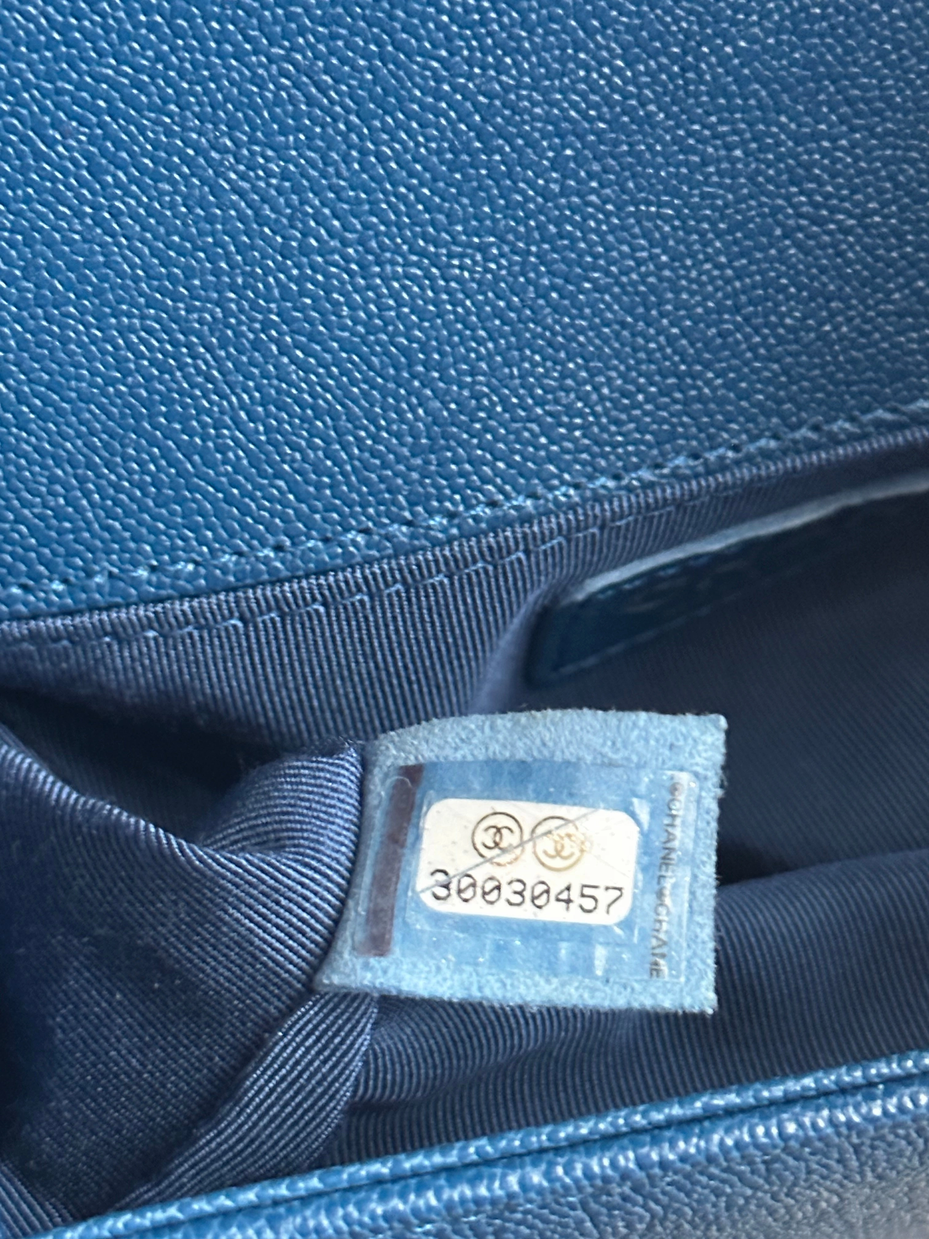 Chanel Royal Blue Caviar Small Boy Bag