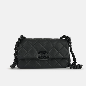 Chanel Seasonal Mini Flap Black Quilted Caviar CGHW