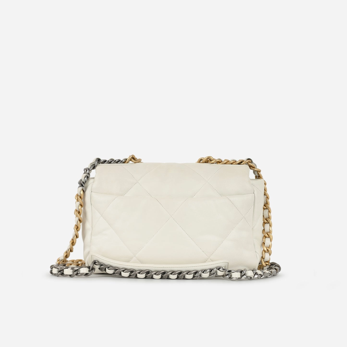 Chanel Small 19 Flap Bag White Lambskin MHW