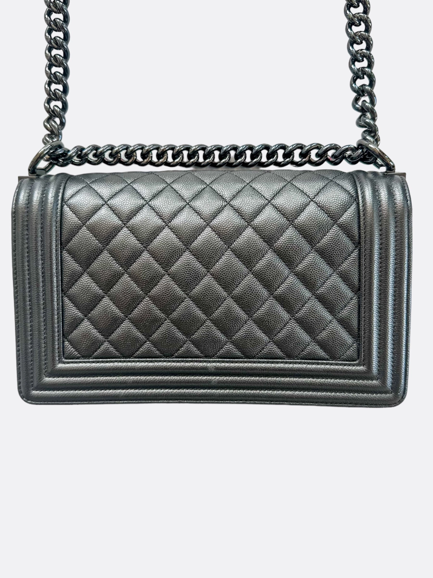 Chanel So Black Calfskin Quilted Medium Boy Bag