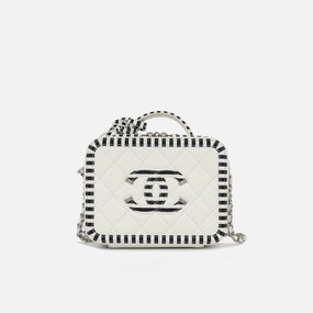Chanel Striped Small Filigree CC Vanity Case