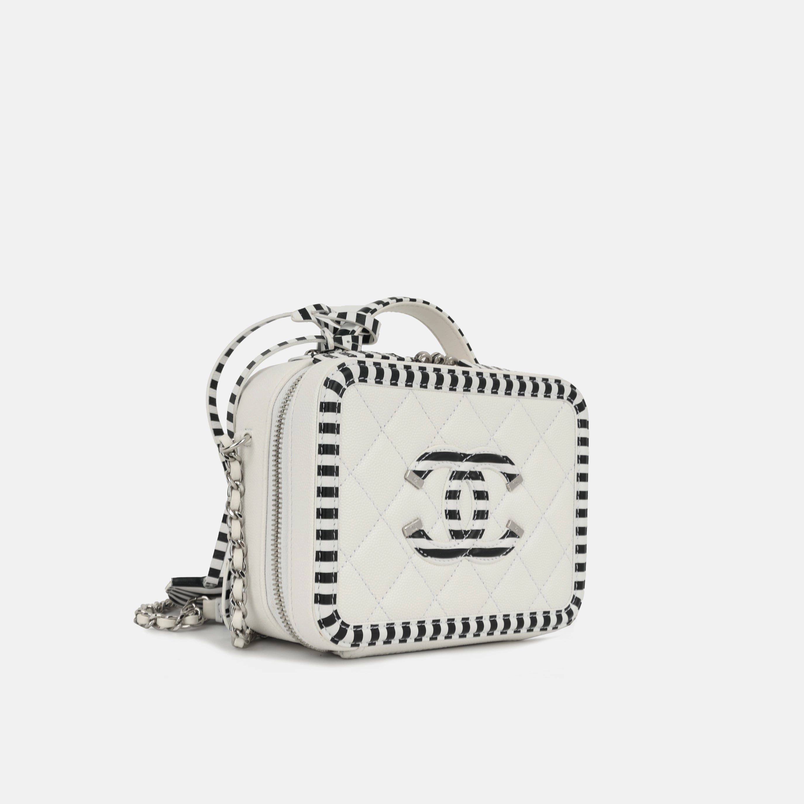 Chanel Striped Small Filigree CC Vanity Case